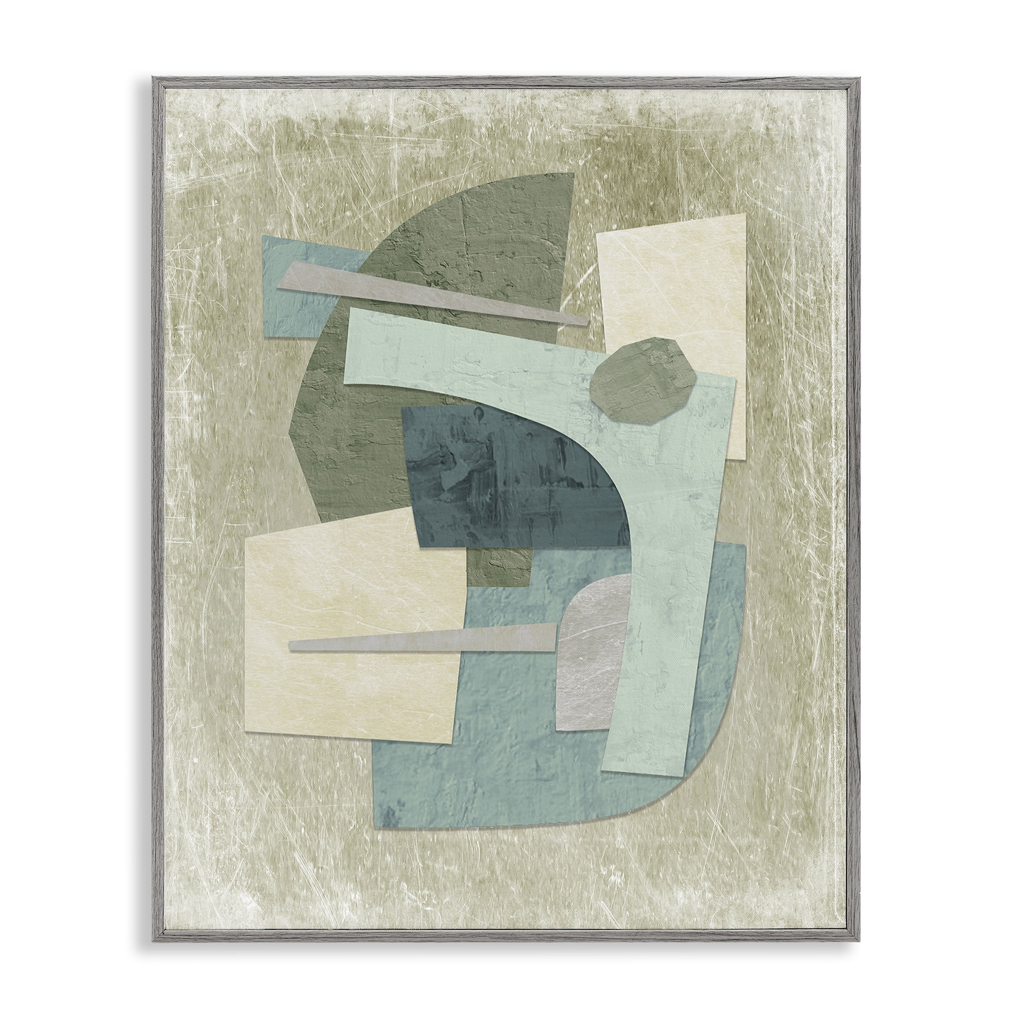 Stupell Industries Layered Neutral Arrangement Abstract Painting Gray Framed Art Print Wall Art, 11 x 14