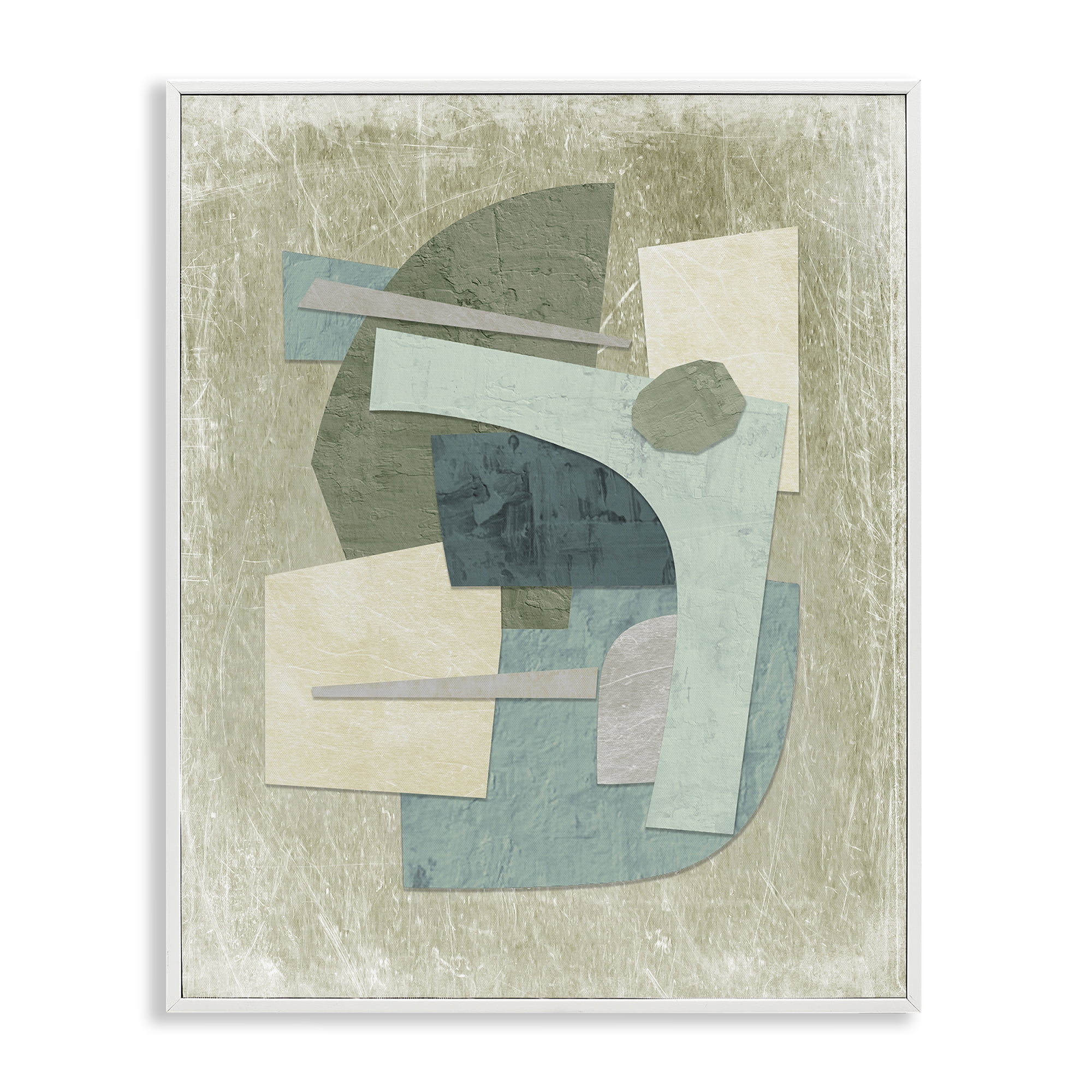 Stupell Industries Layered Neutral Arrangement Abstract Painting White Framed Art Print Wall Art, 11 x 14