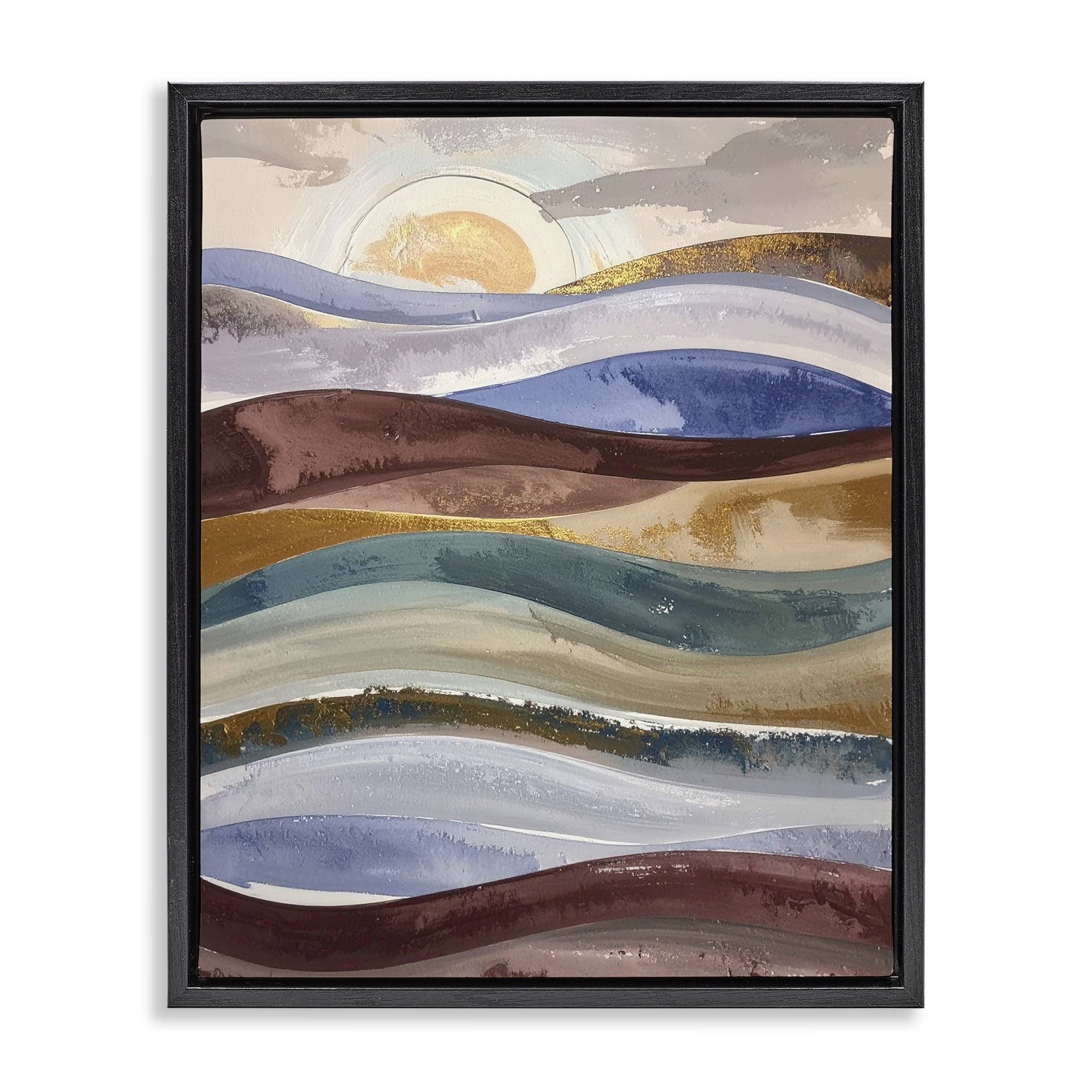 Stupell Industries Layered Ocean Flow Black Framed Floater Canvas Wall Art, design by Alonza Saunders