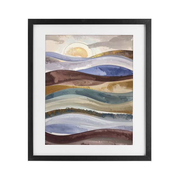Stupell Industries Contemporary Layered Ocean Flow Black Framed Print Under Glass, 13 x 16, by Alonza Saunders