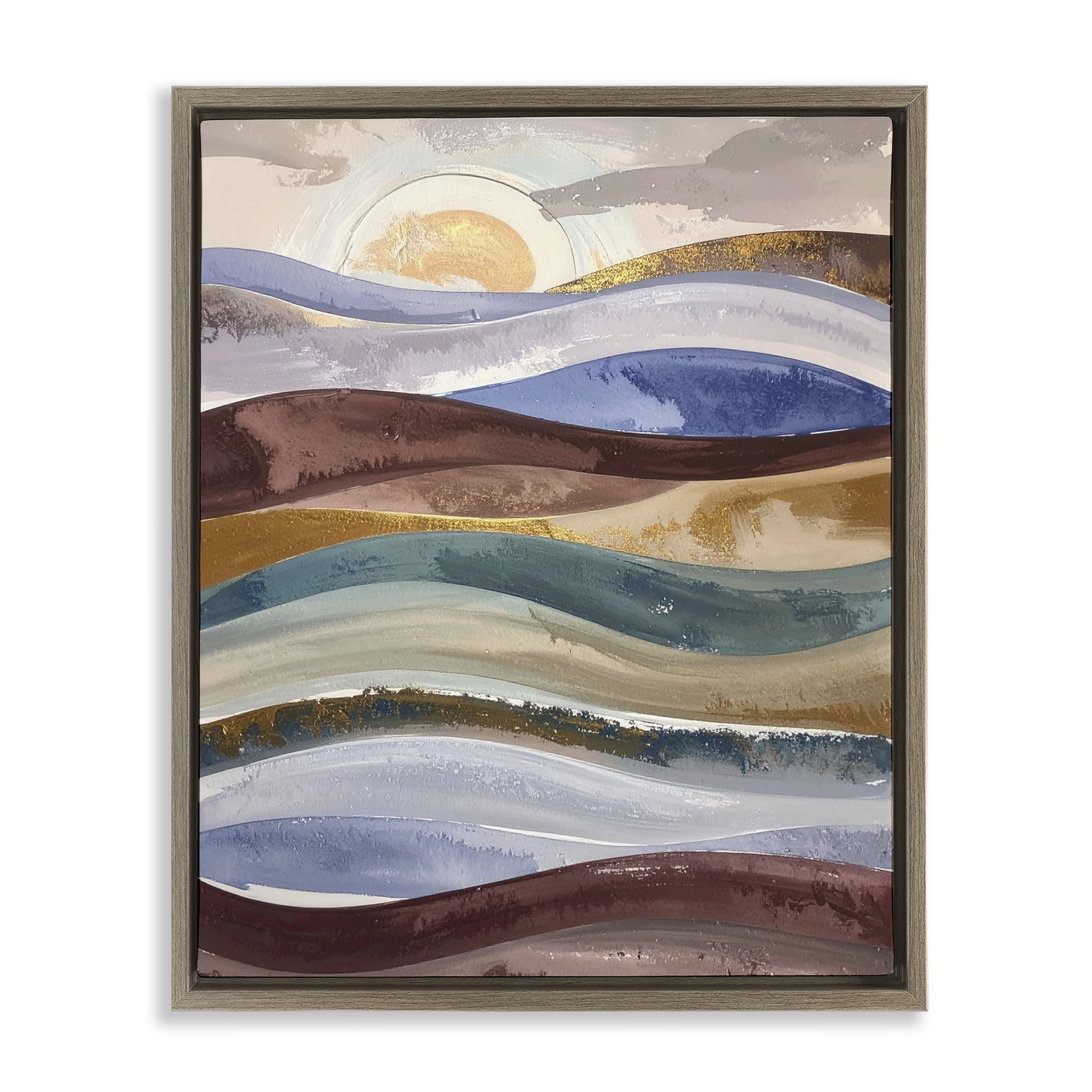 Stupell Industries Layered Ocean Flow Brown Framed Floater Canvas Wall Art, design by Alonza Saunders