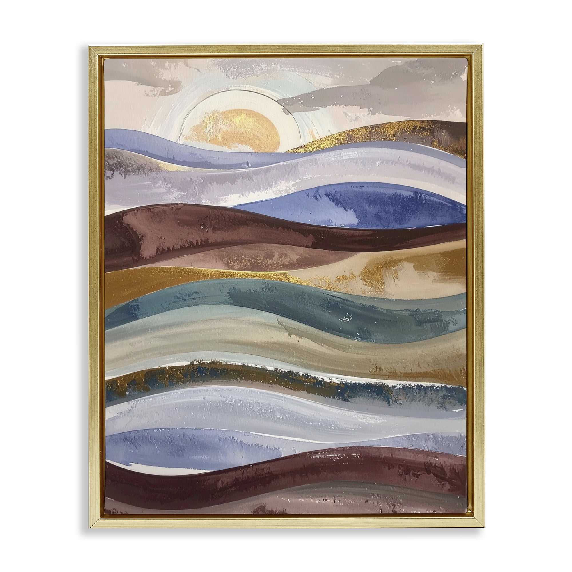 Stupell Industries Layered Ocean Flow Gold Framed Floater Canvas Wall Art, design by Alonza Saunders