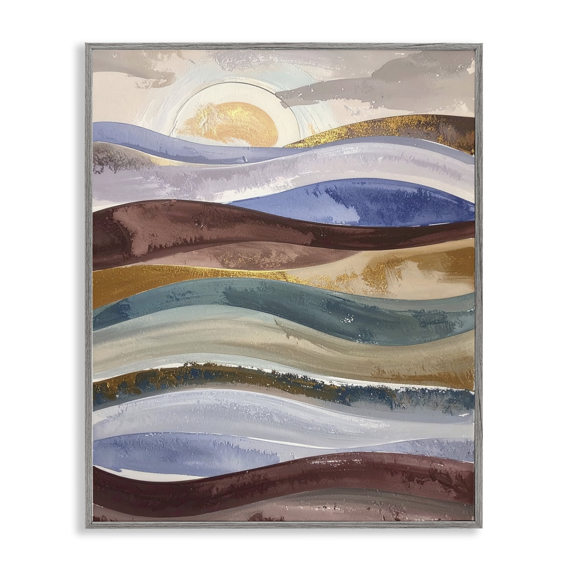 Stupell Industries Layered Ocean Flow Gray Framed Giclee Art, design by Alonza Saunders