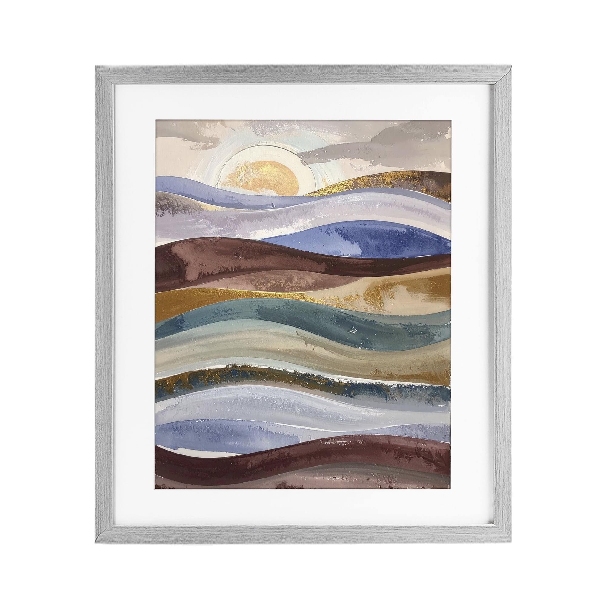 Stupell Industries Layered Ocean Flow Gray Framed Print Under Glass, design by Alonza Saunders