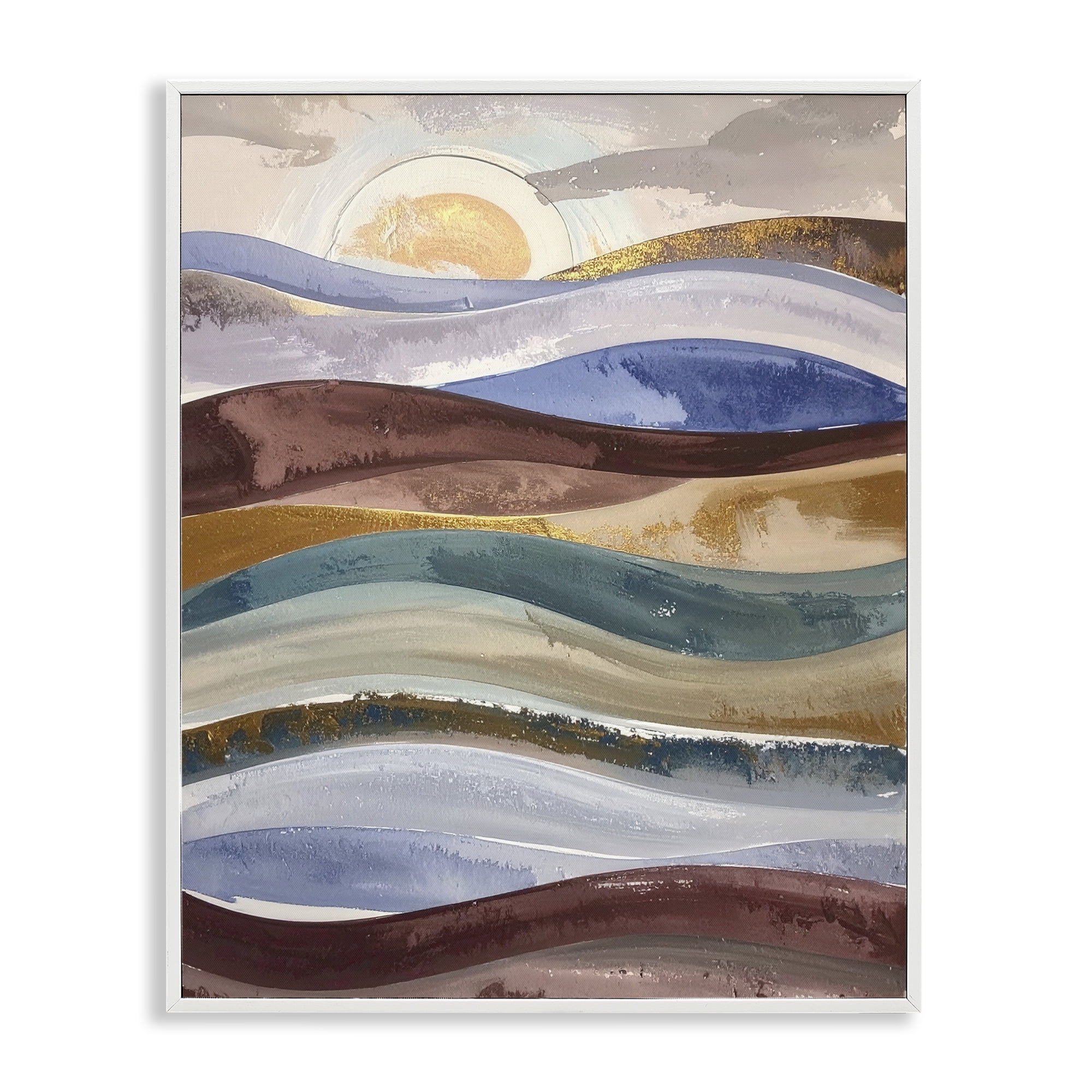 Stupell Industries Layered Ocean Flow White Framed Giclee Art, design by Alonza Saunders