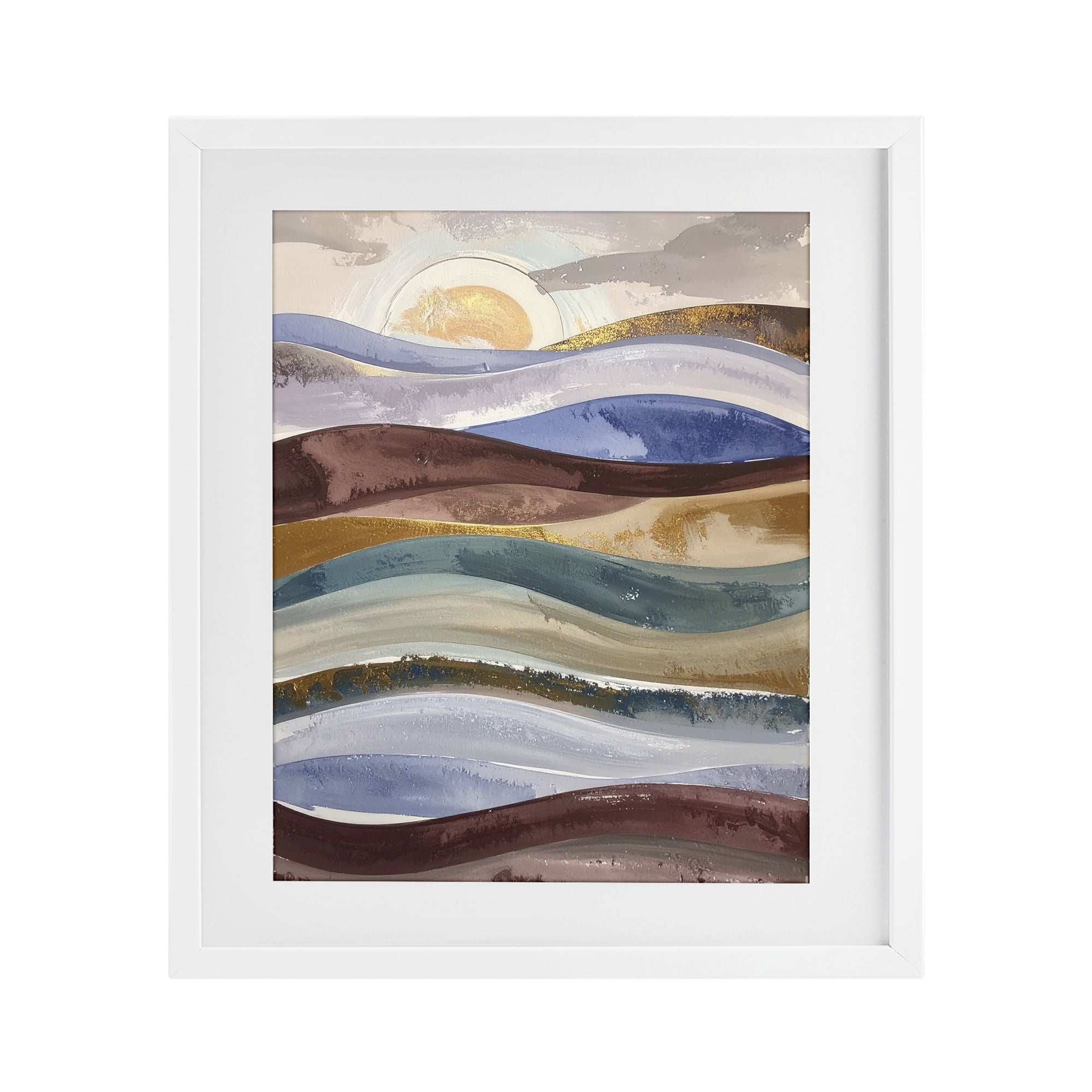 Stupell Industries Layered Ocean Flow White Framed Print Under Glass, design by Alonza Saunders