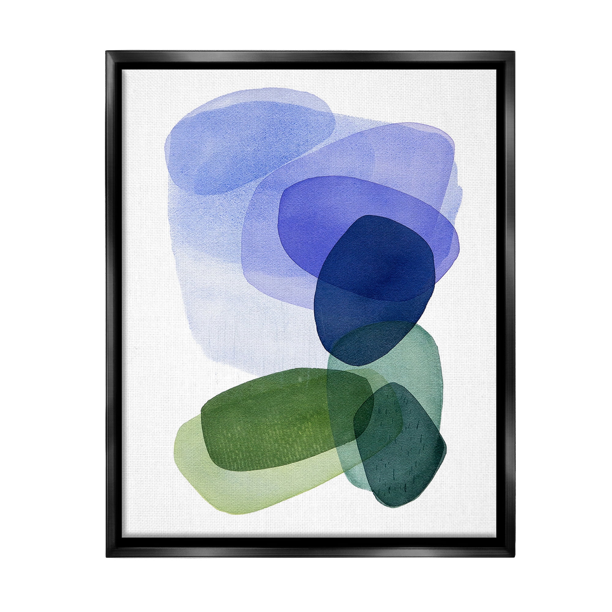 Stupell Industries Layered Opaque Shapes Abstract Painting Black Floater Framed Canvas Art Print Wall Art, 25 x 31