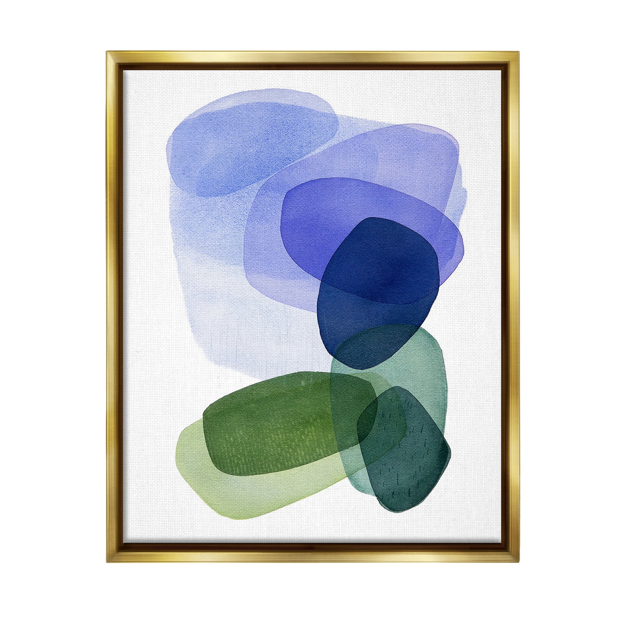 Stupell Industries Layered Opaque Shapes Abstract Painting Gold Floater Framed Canvas Art Print Wall Art, 25 x 31