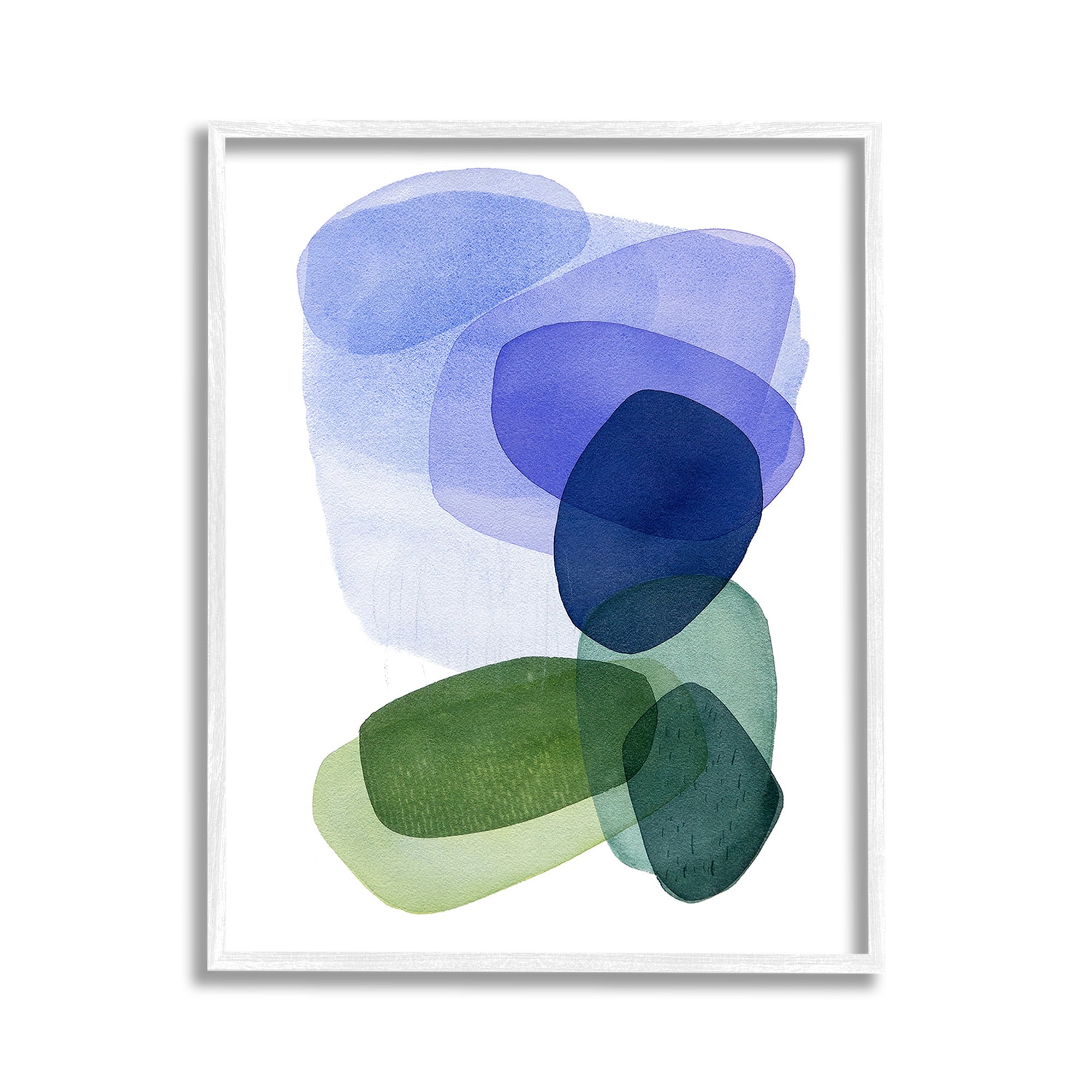 Stupell Industries Layered Opaque Shapes Abstract Painting White Framed Art Print Wall Art, 11 x 14