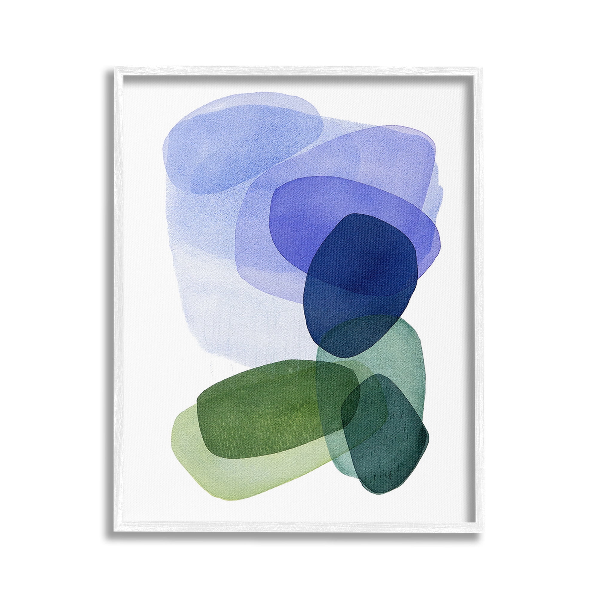 Stupell Industries Layered Opaque Shapes Abstract Painting White Framed Art Print Wall Art, 24 x 30