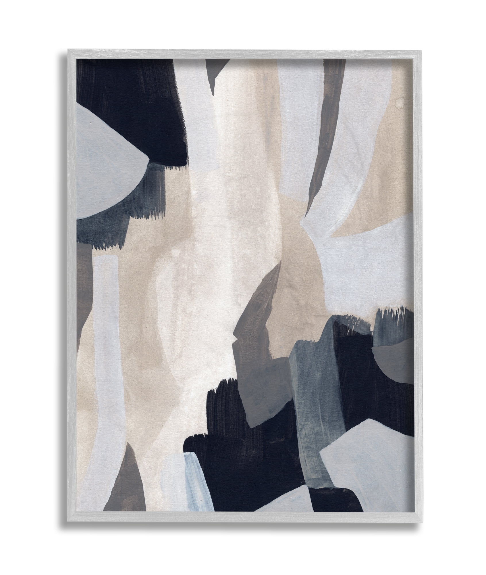 Stupell Industries Layered Organic Abstract Shapes Blue Beige Grey Framed, 16 x 20, Design by June Erica Vess