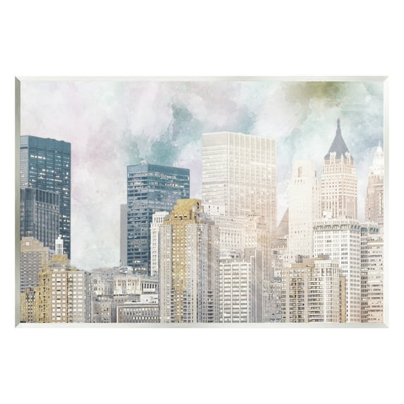 Stupell Industries Layered Pastel Cityscape Buildings City Skyline Architecture Graphic Art Unframed Art Print Wall Art, Design by Marcus Prime