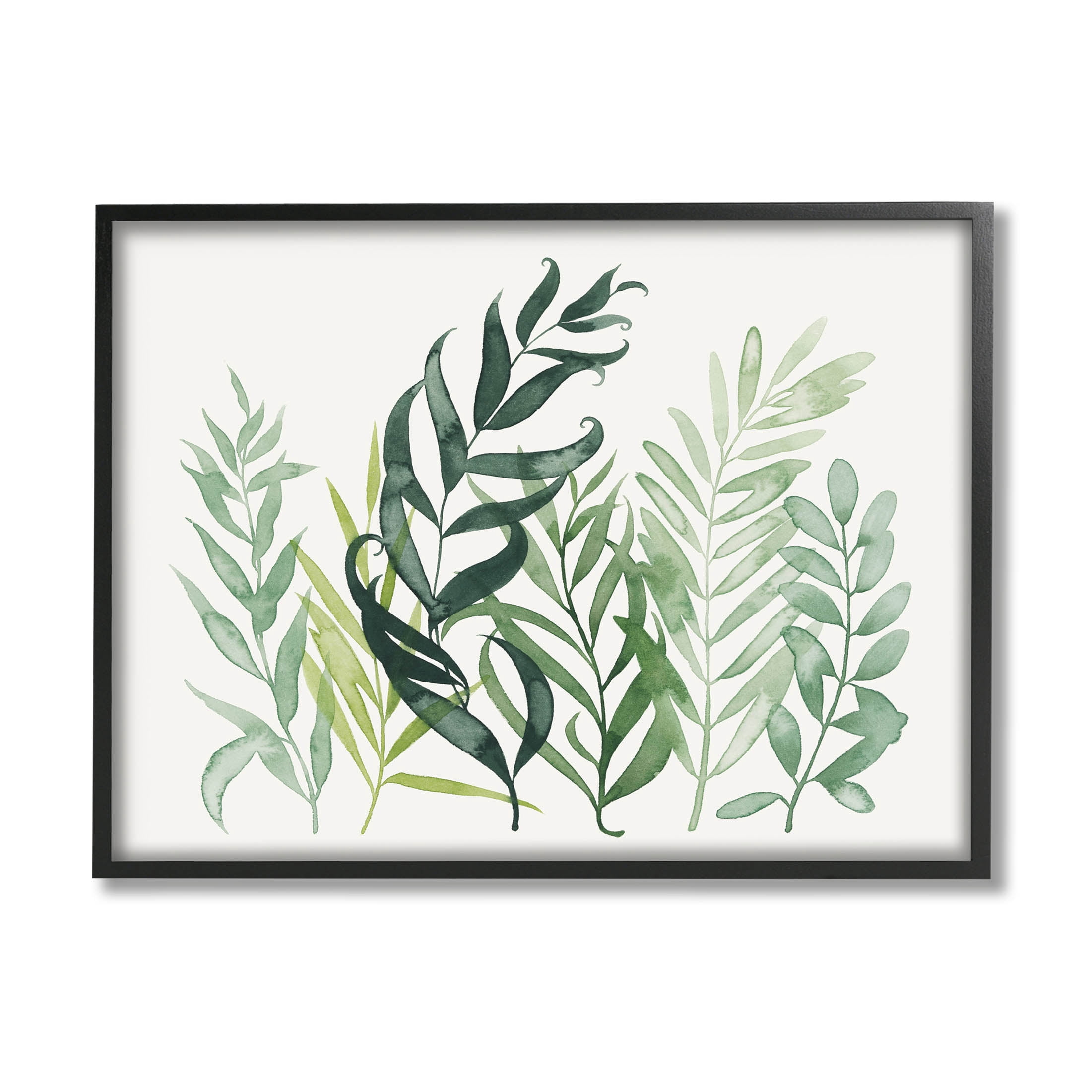 Stupell Industries Layered Plant Leaves Botanical Graphic Art Black Framed Art Print Wall Art, Design by Grace Popp