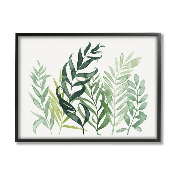 Stupell Industries Layered Plant Leaves Botanical Graphic Art Black Framed Art Print Wall Art, Design by Grace Popp