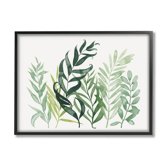 Stupell Industries Layered Plant Leaves Botanical Graphic Art Black Framed Art Print Wall Art, Design by Grace Popp