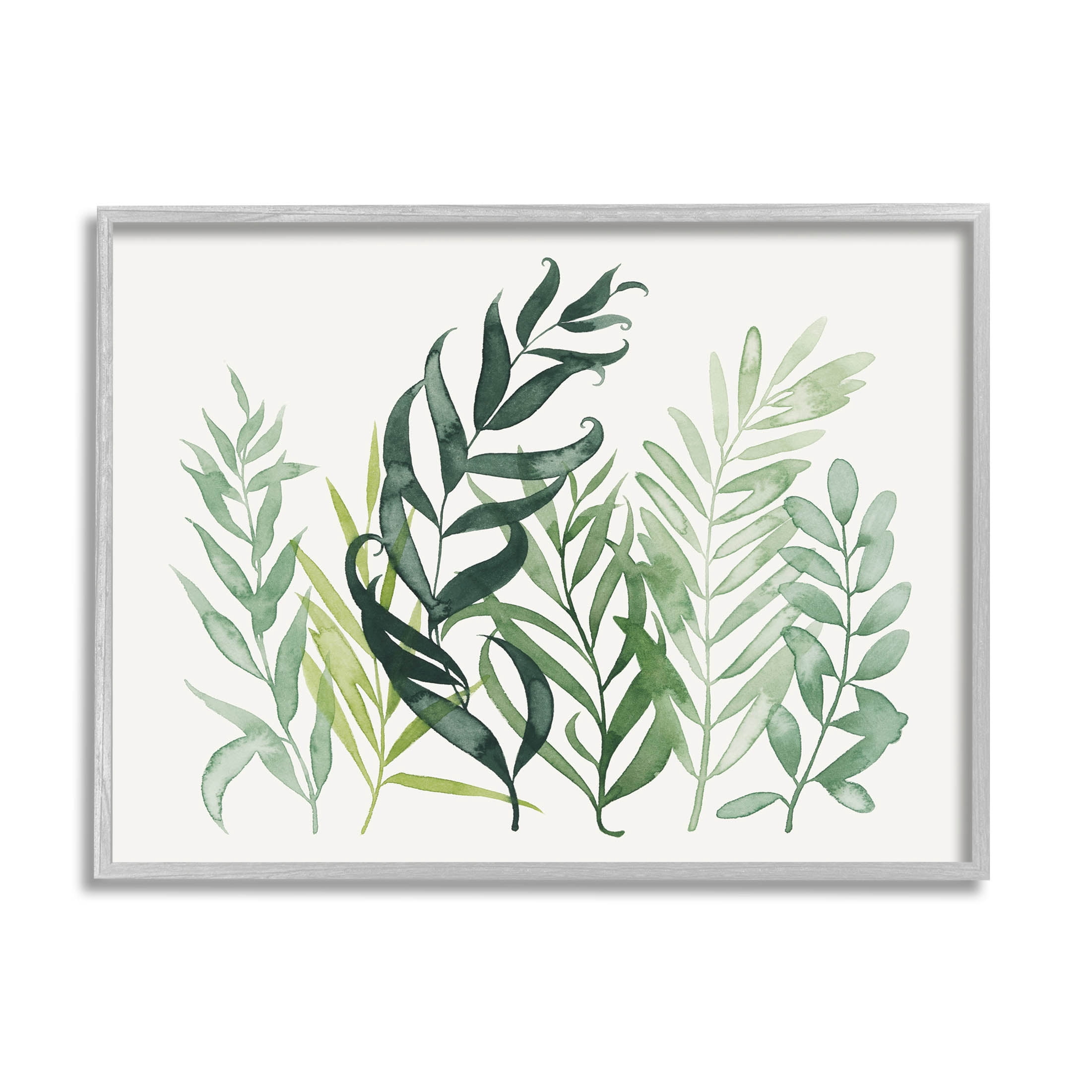 Stupell Industries Layered Plant Leaves Botanical Graphic Art Gray Framed Art Print Wall Art, Design by Grace Popp