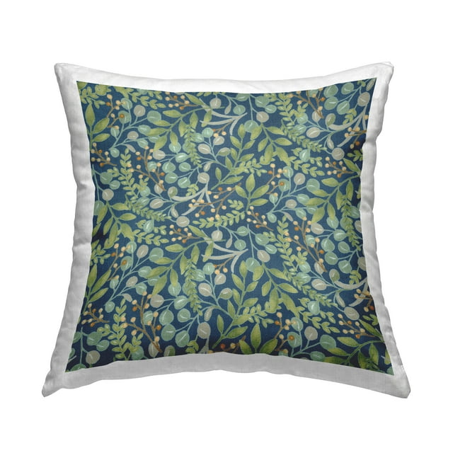 Stupell Industries Layered Plant Sprig Leaves Printed Throw Pillow Design by Deb Strain