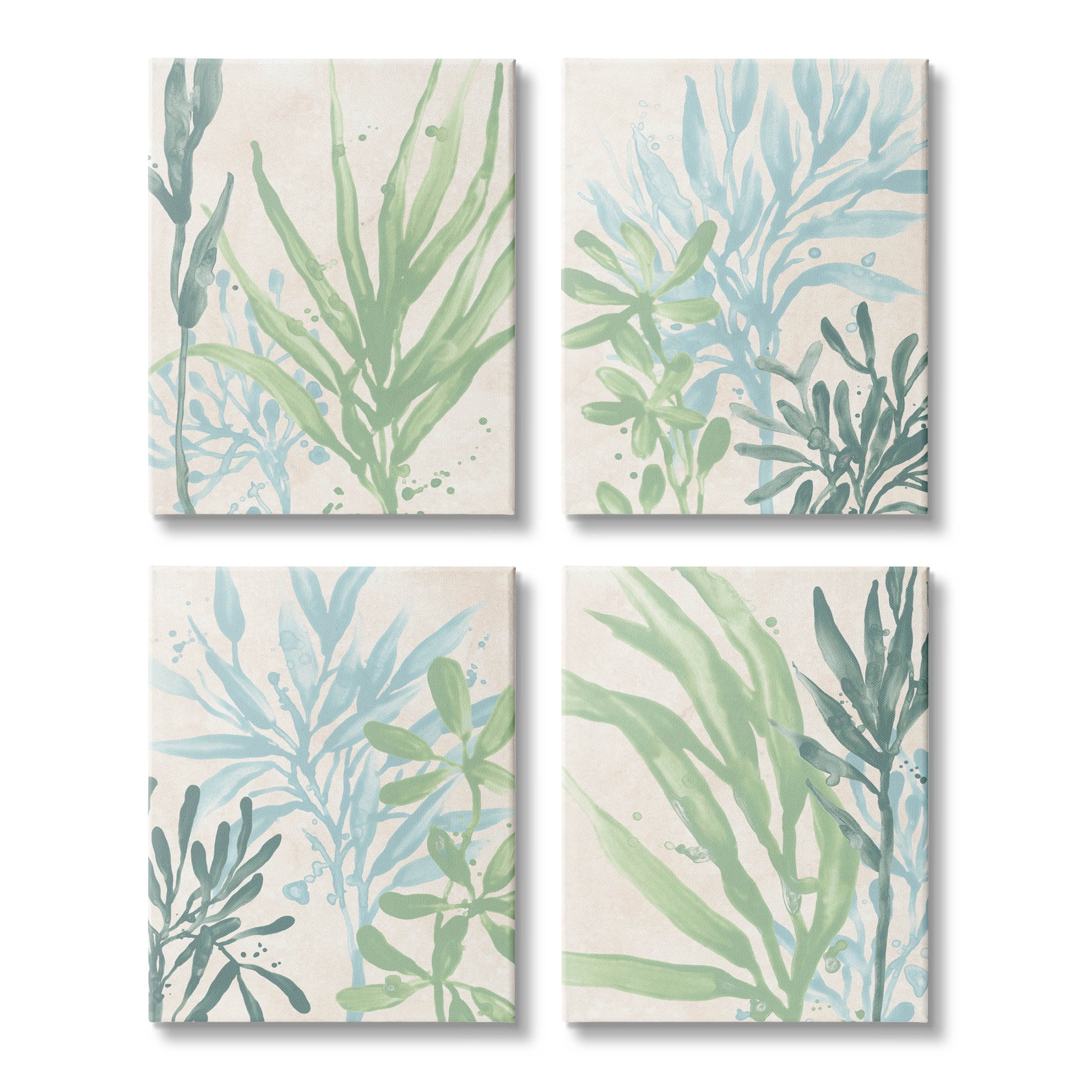 Stupell Industries Layered Plants Botanical Leaves Graphic Art Gallery Wrapped Canvas Print Wall Art, Set of 4, Design by June Erica Vess