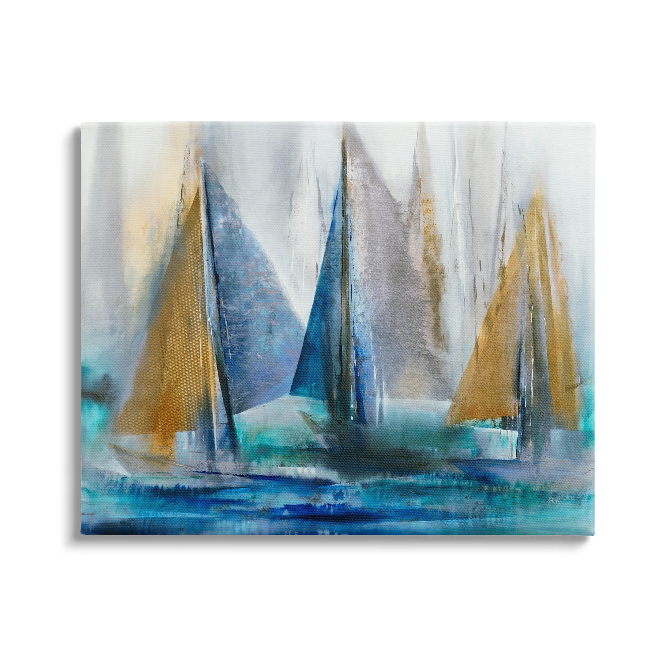 Stupell Industries Layered Sailboat Collage Graphic Art Gallery Wrapped Canvas Print Wall Art, Design by K. Nari