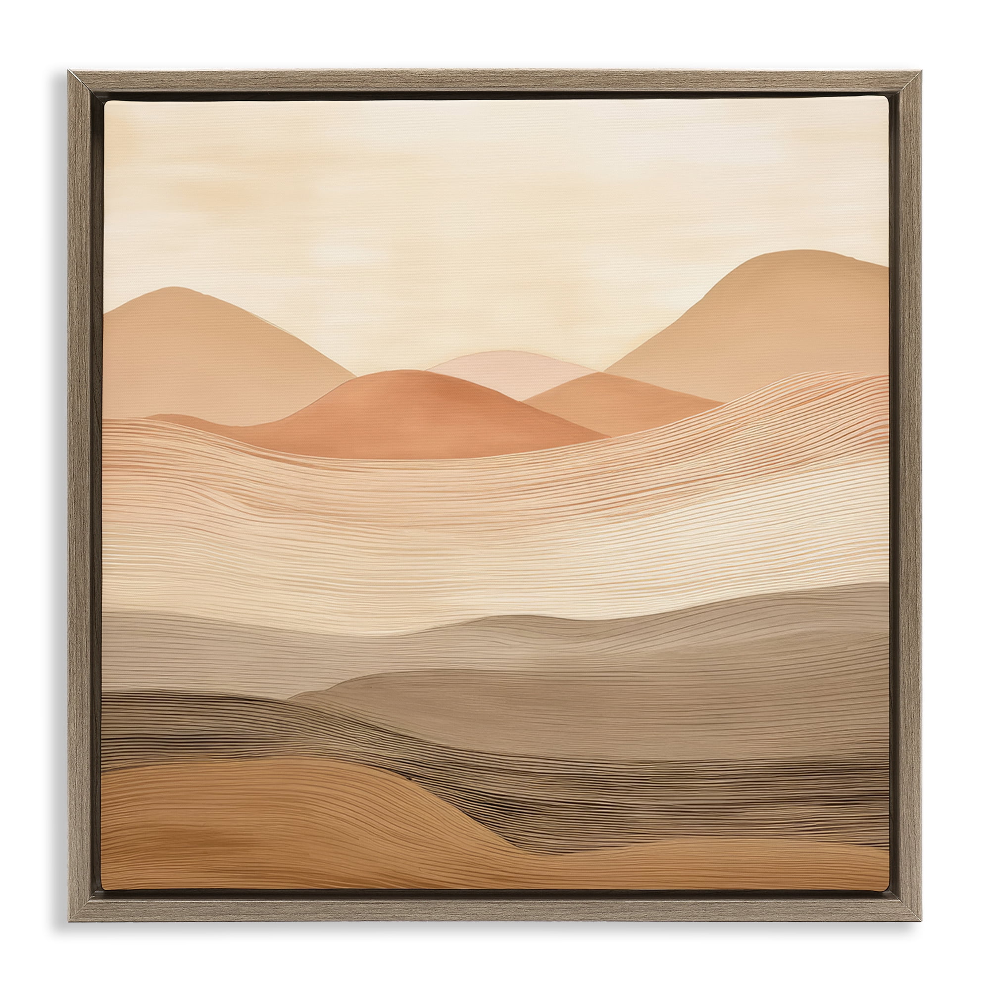 Stupell Industries Layered Sand Dunes Landscape & Nature Painting Brown Floater Framed Canvas Art Print Wall Art, 18 x 18