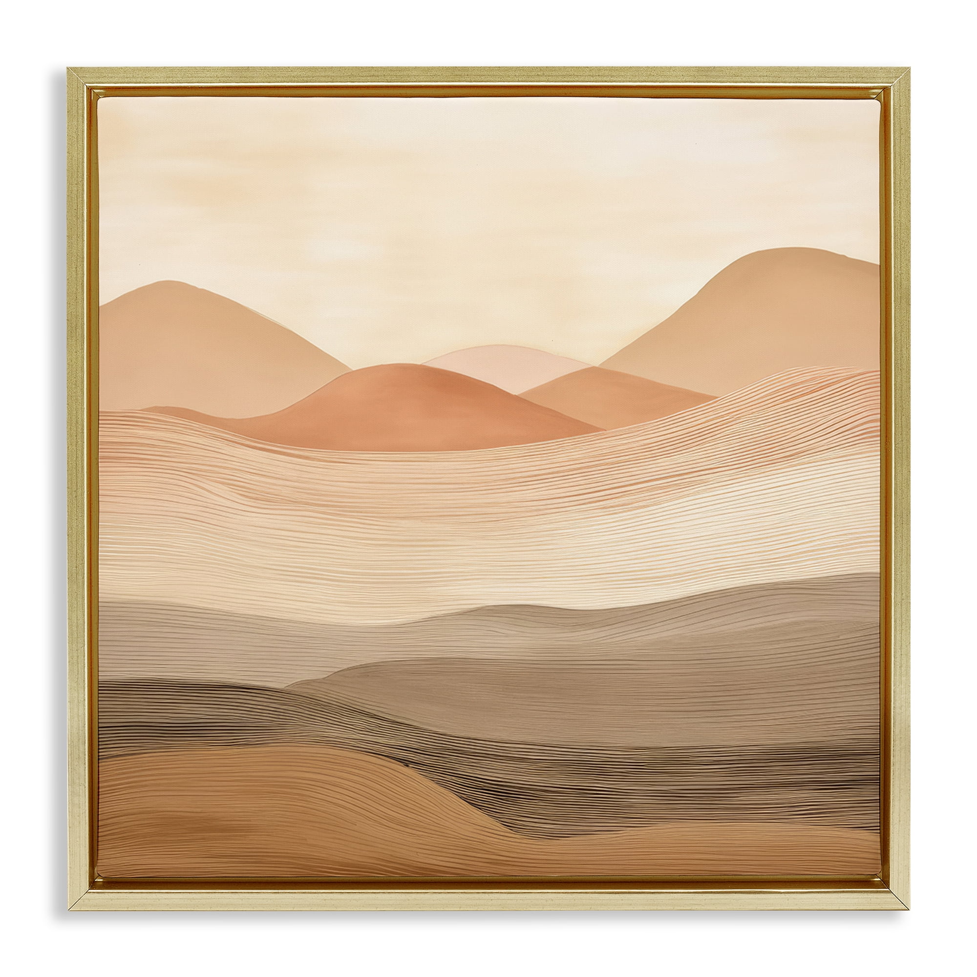 Stupell Industries Layered Sand Dunes Landscape & Nature Painting Gold Floater Framed Canvas Art Print Wall Art, 25 x 25