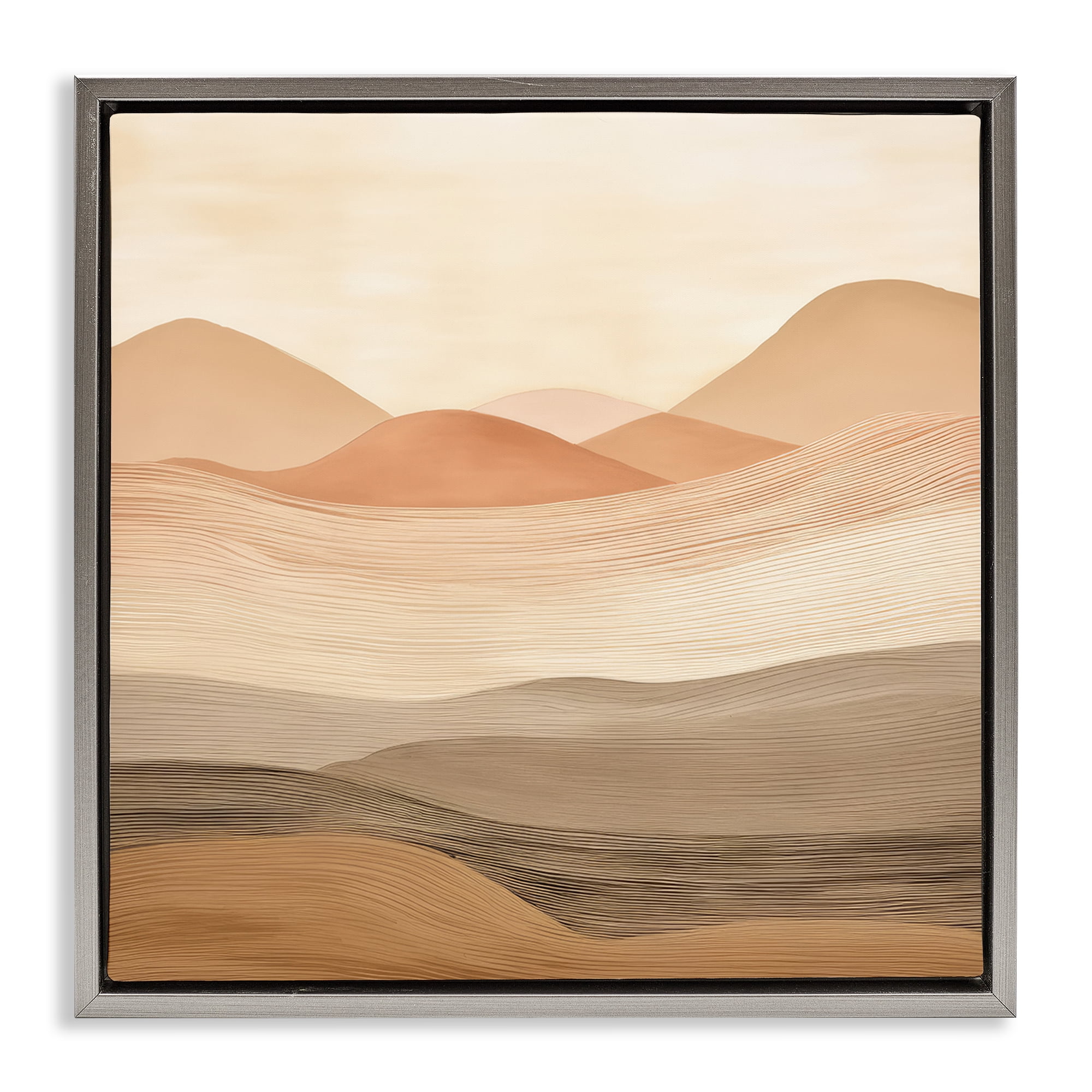 Stupell Industries Layered Sand Dunes Landscape & Nature Painting Gray Floater Framed Canvas Art Print Wall Art, 25 x 25