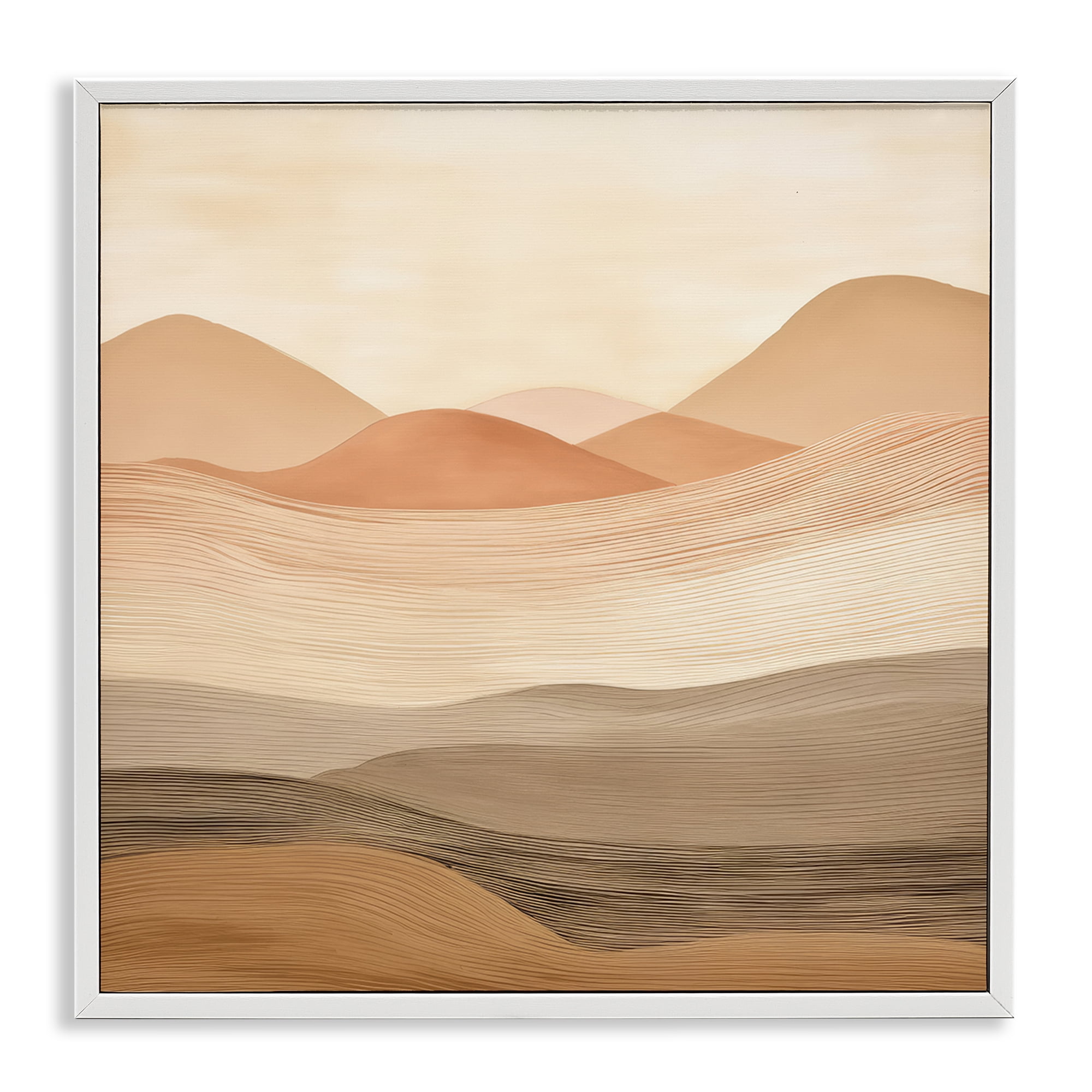 Stupell Industries Layered Sand Dunes Landscape & Nature Painting White Framed Art Print Wall Art, 12 x 12
