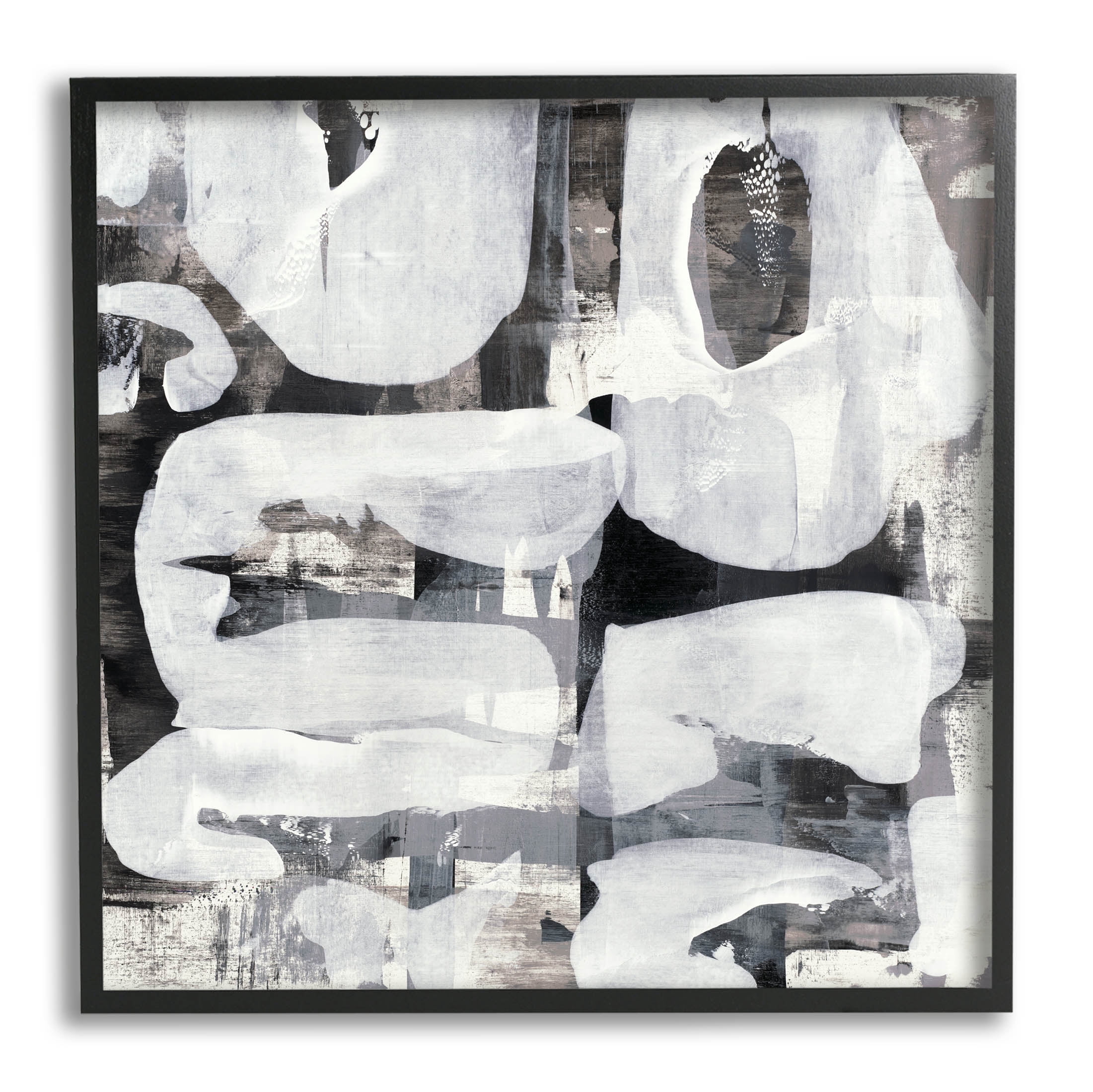 Stupell Industries Layered Shapes Collage Graphic Art Black Framed Art Print Wall Art, Design by Jeff Iorillo