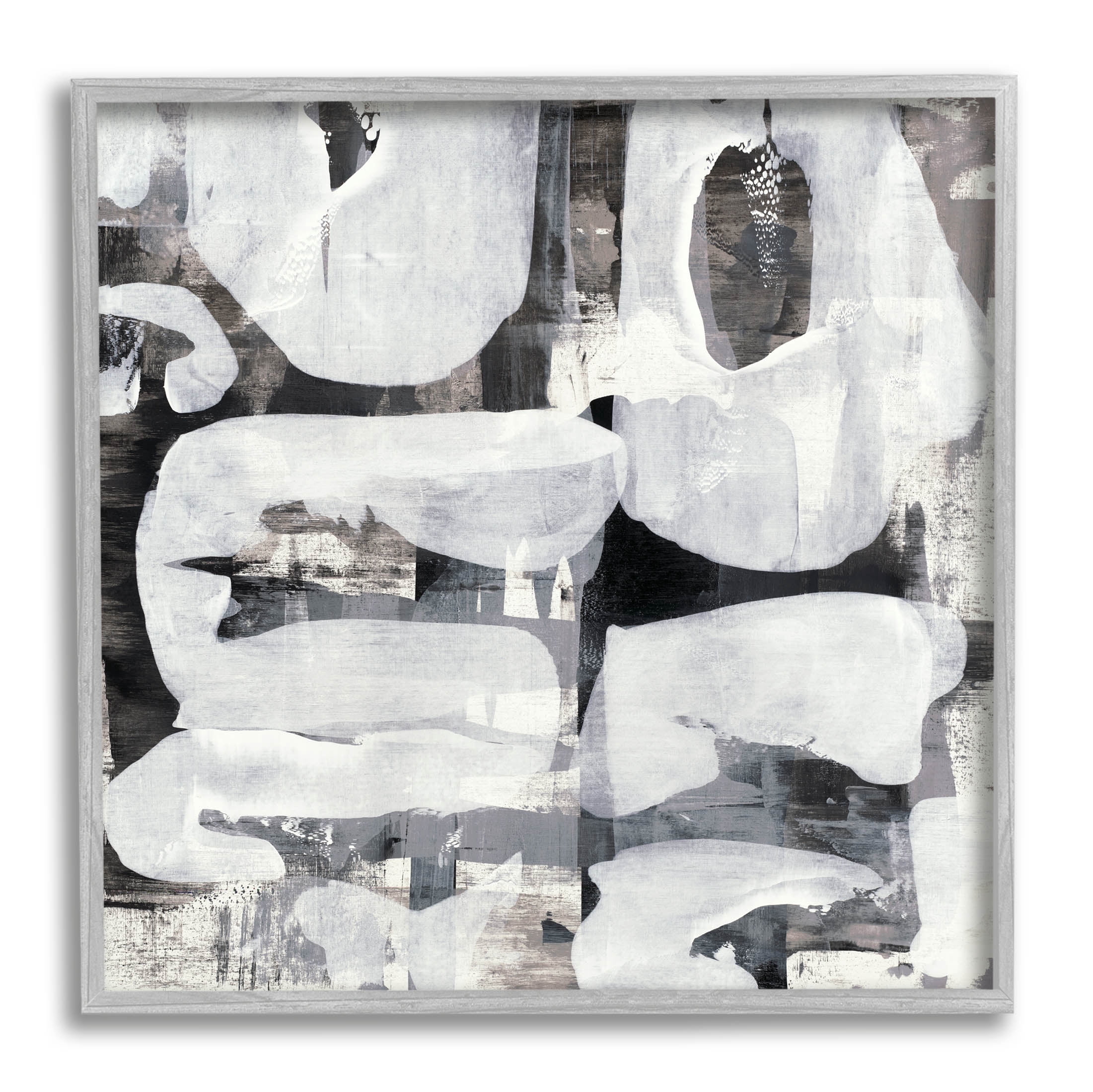 Stupell Industries Layered Shapes Collage Graphic Art Gray Framed Art Print Wall Art, Design by Jeff Iorillo