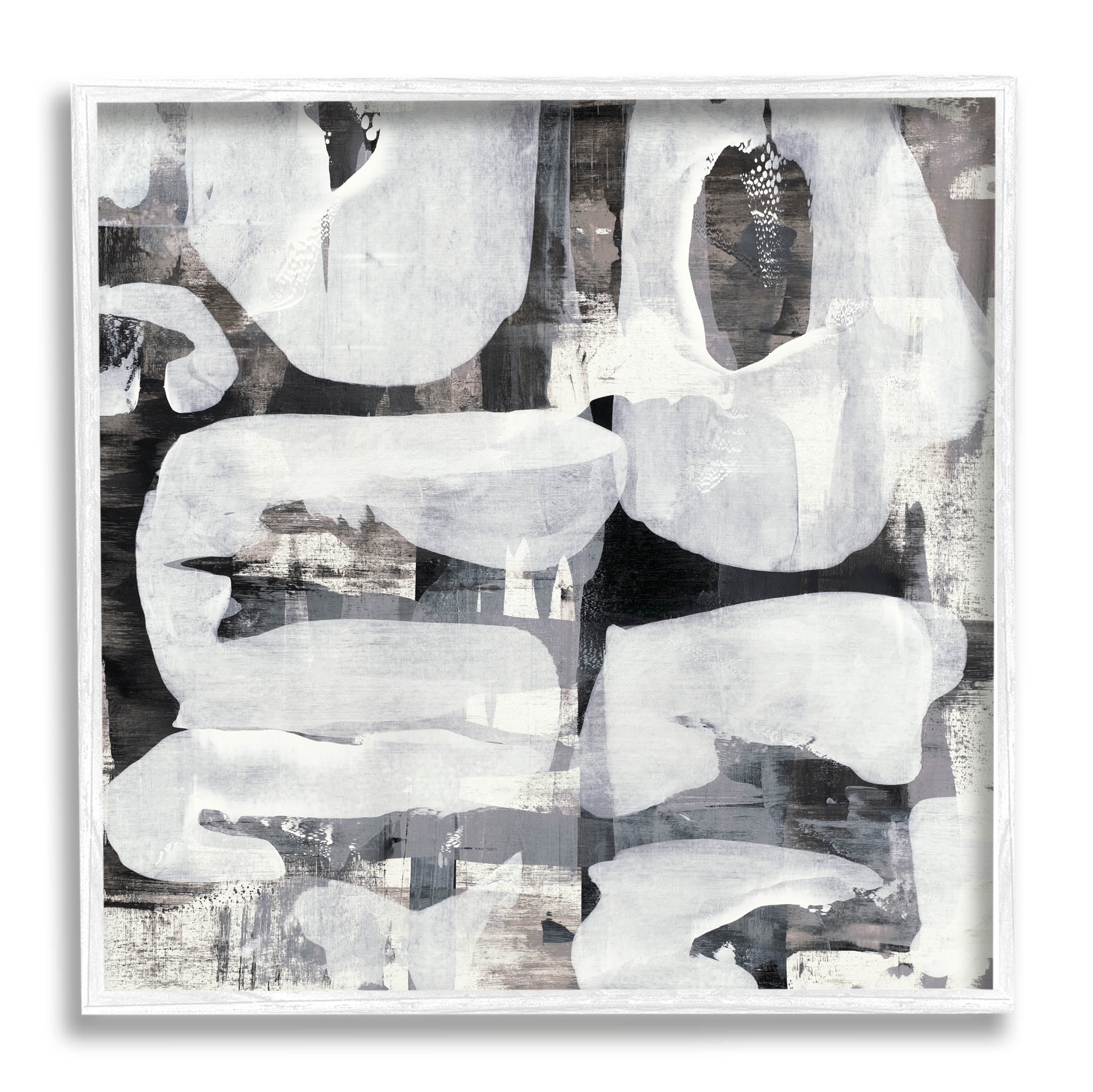 Stupell Industries Layered Shapes Collage Graphic Art White Framed Art Print Wall Art, Design by Jeff Iorillo