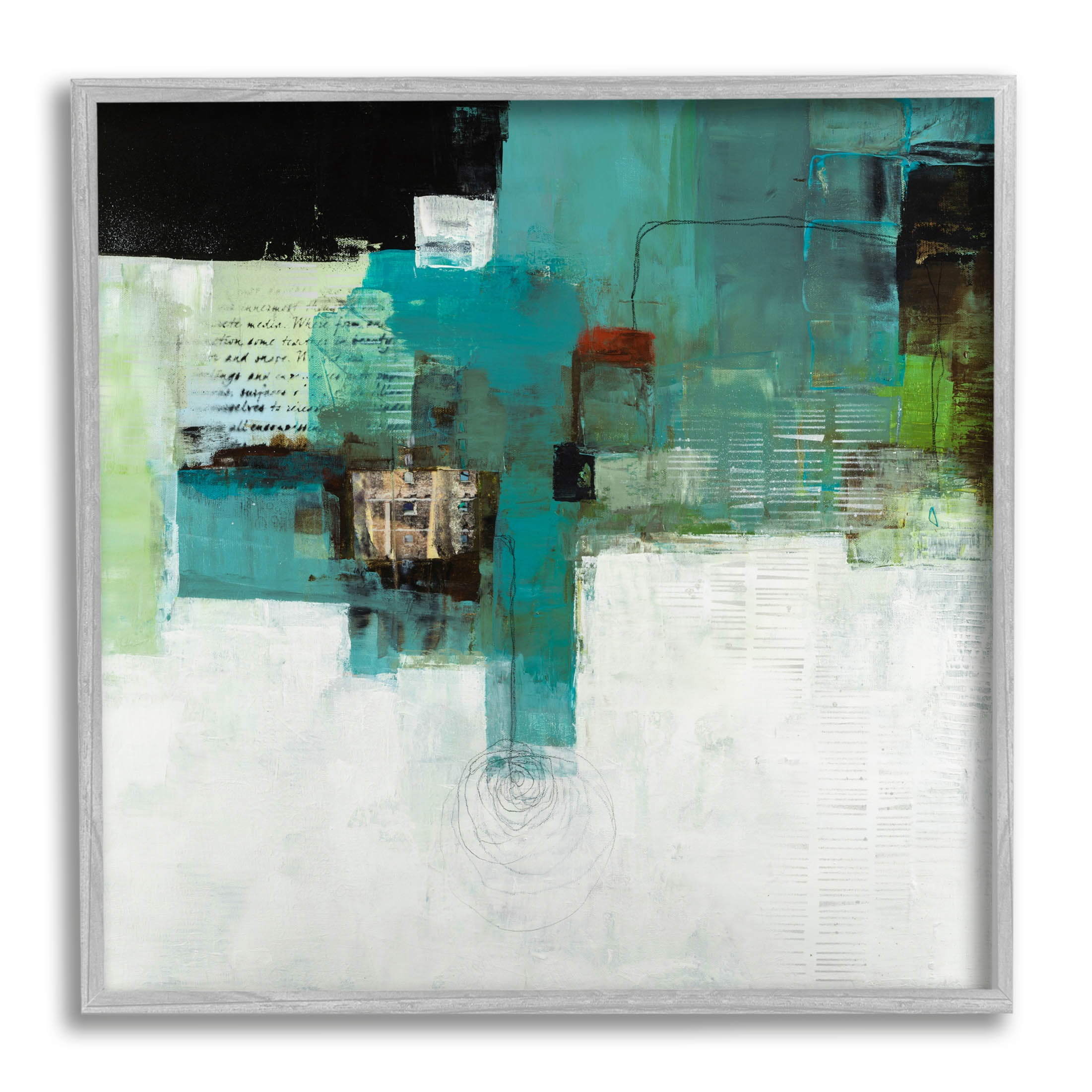 Stupell Industries Layered Shapes Collage Painting Gray Framed Art Print Wall Art, Design by Ruth Fromstein