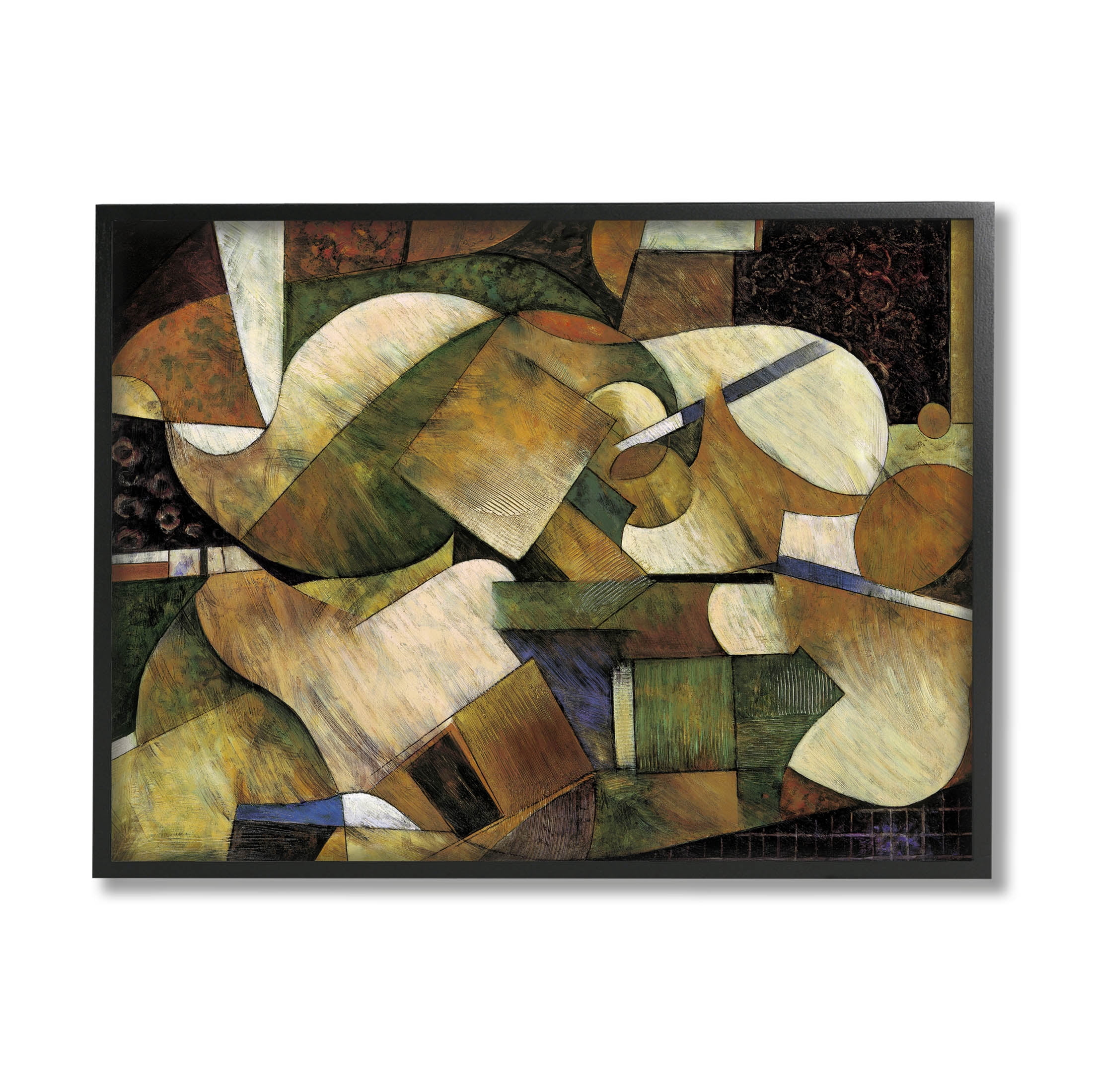 Stupell Industries Layered Shapes Cubism Arrangement Painting Black Framed Art Print Wall Art, Design by Jonathan Parsons