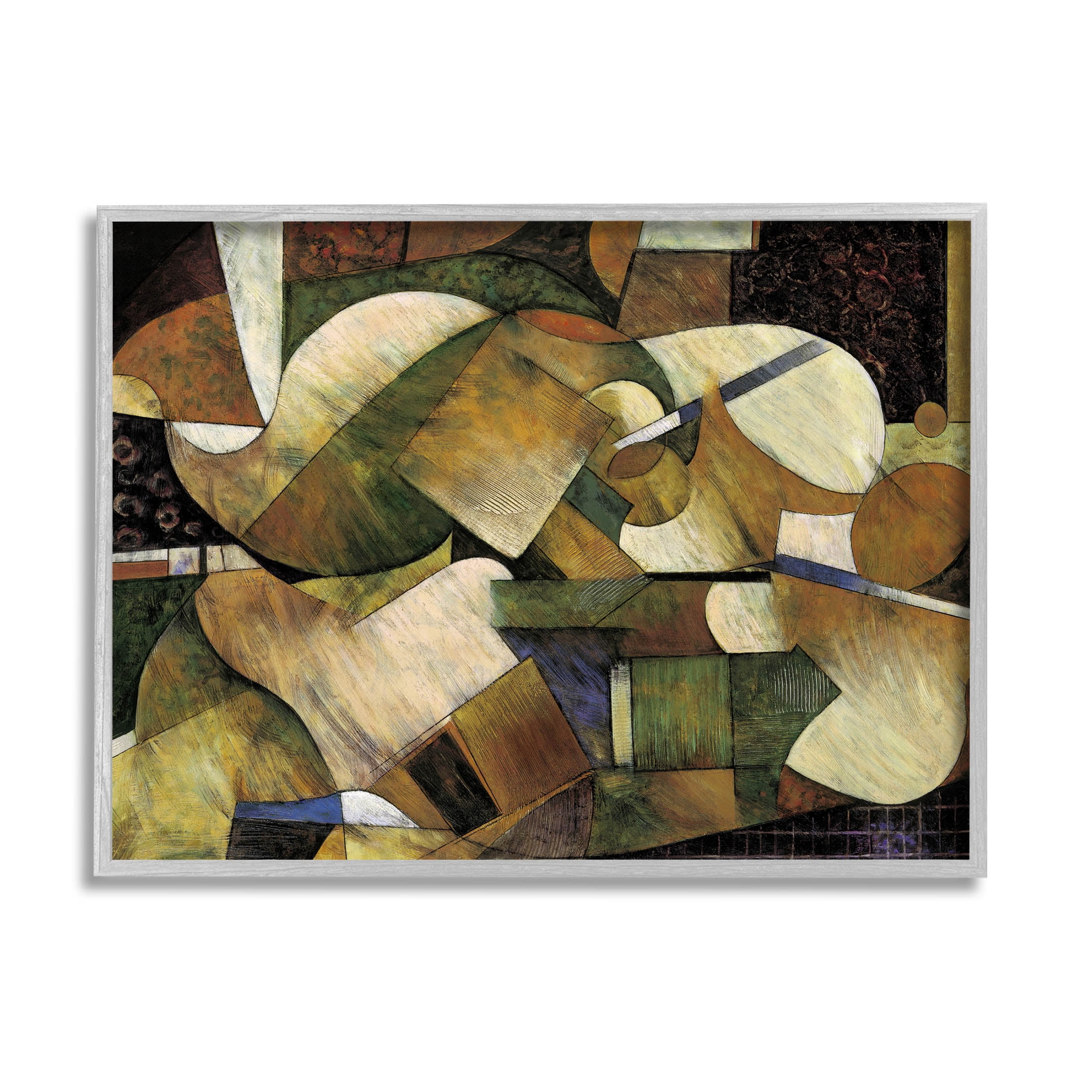 Stupell Industries Layered Shapes Cubism Arrangement Painting Gray Framed Art Print Wall Art, Design by Jonathan Parsons