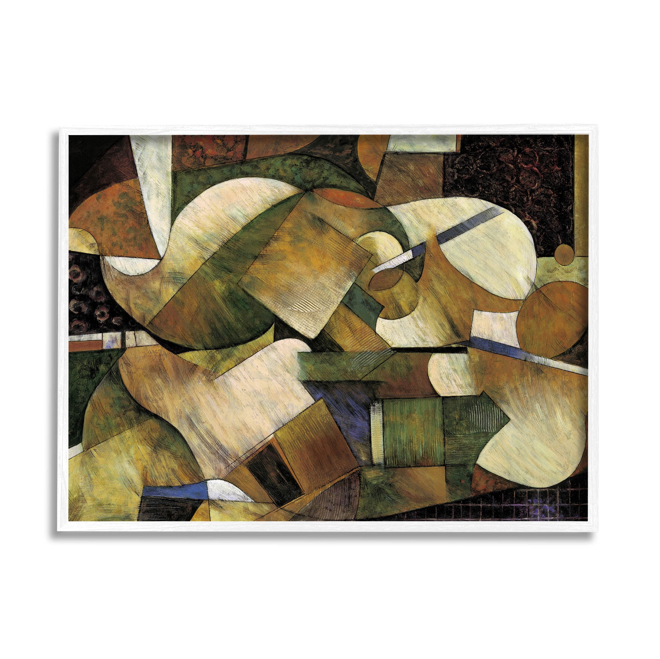 Stupell Industries Layered Shapes Cubism Arrangement Painting White Framed Art Print Wall Art, Design by Jonathan Parsons
