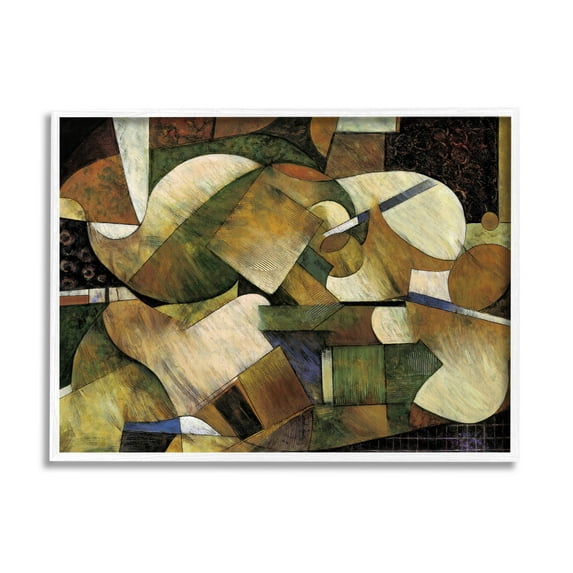 Stupell Industries Layered Shapes Cubism Arrangement Painting White Framed Art Print Wall Art, Design by Jonathan Parsons