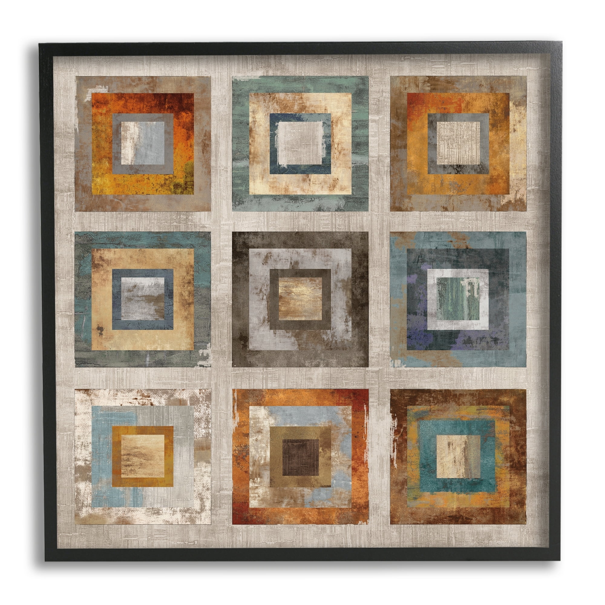 Stupell Industries Layered Square Collage Industrial Rust Tones Abstract Shapes, 24 x 24,Design by Cam Richards