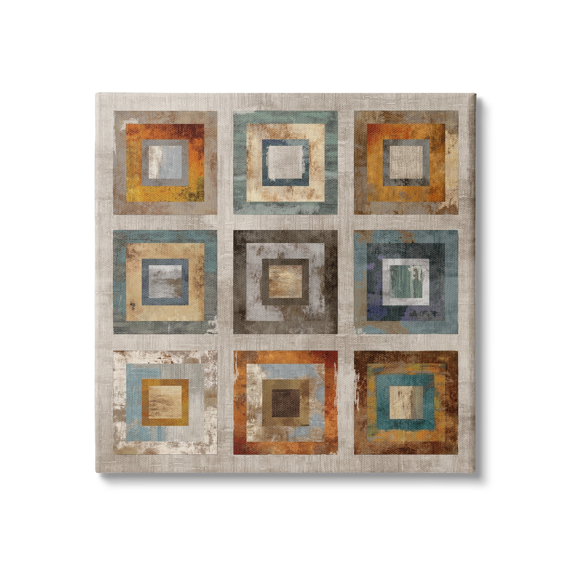 Stupell Industries Layered Square Collage Industrial Rust Tones Abstract Shapes, 36 x 36,Design by Cam Richards