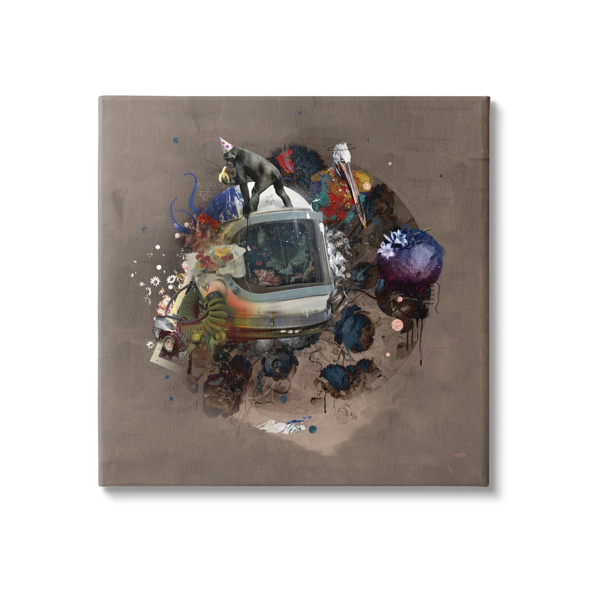 Stupell Industries Layered Street Style Collage Monkey Miscellaneous Wildlife Canvas Wall Art, 24 x 24, Design by Teis Albers