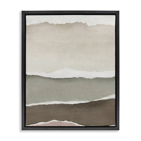 Stupell Industries Layered Torn Edges Illusion Black Framed Floater Canvas Wall Art design by Emma Peal, 21 x 17