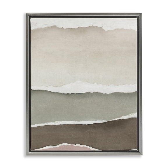 Stupell Industries Layered Torn Edges Illusion Gray Framed Floater Canvas Wall Art design by Emma Peal, 21 x 17