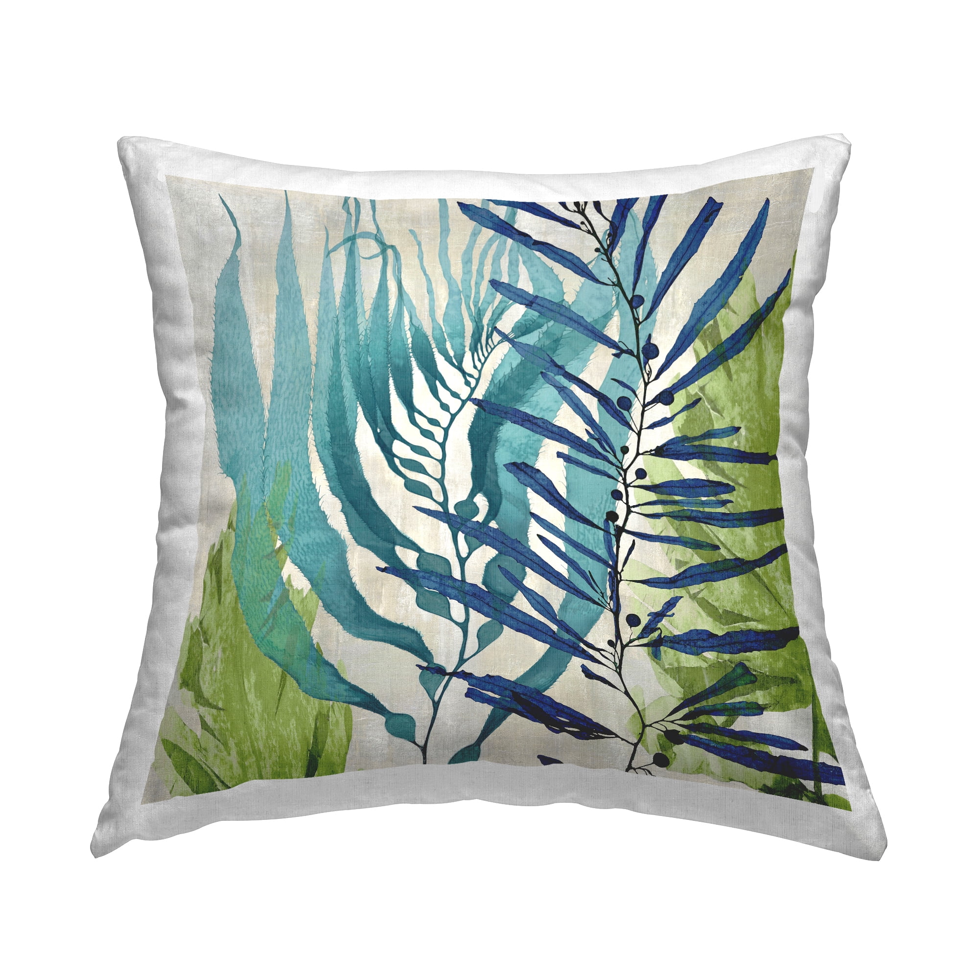 Stupell Industries Layered Tropical Blue Leaves Printed Throw Pillow Design by Melonie Miller