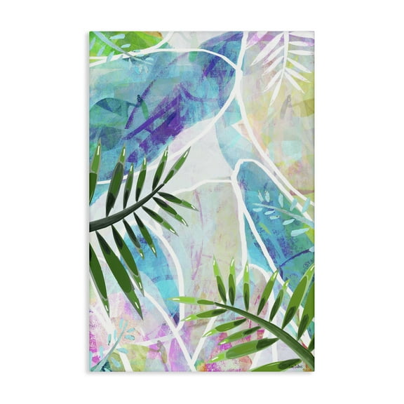 Stupell Industries Layered Tropical Leaves Coastal Painting Gallery Wrapped Canvas Art Print Wall Art, 16 x 24