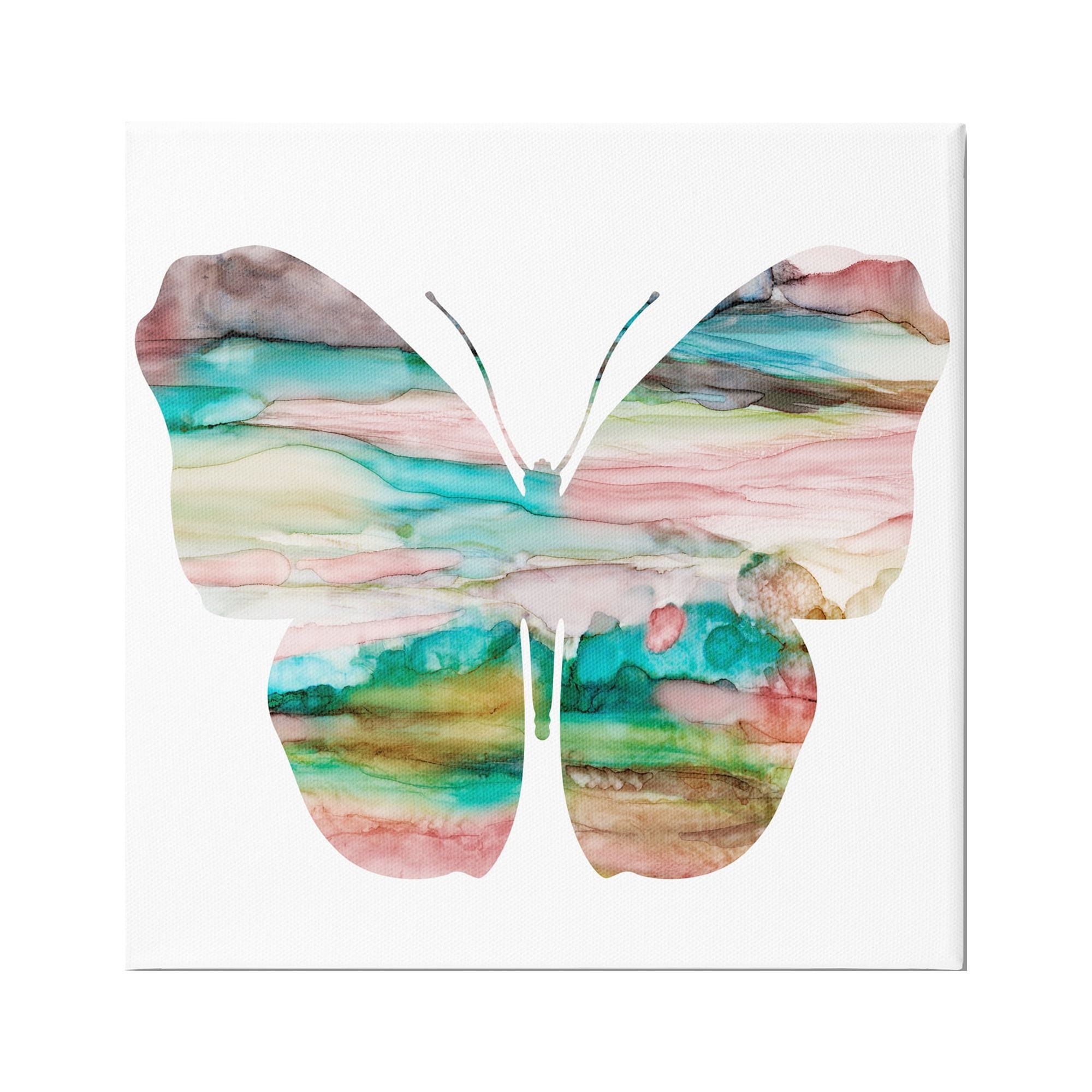 Stupell Industries Layered Watercolor Stripes Butterfly Shape Silhouette Graphic Art Gallery Wrapped Canvas Print Wall Art, Design by Natalie Carpentieri