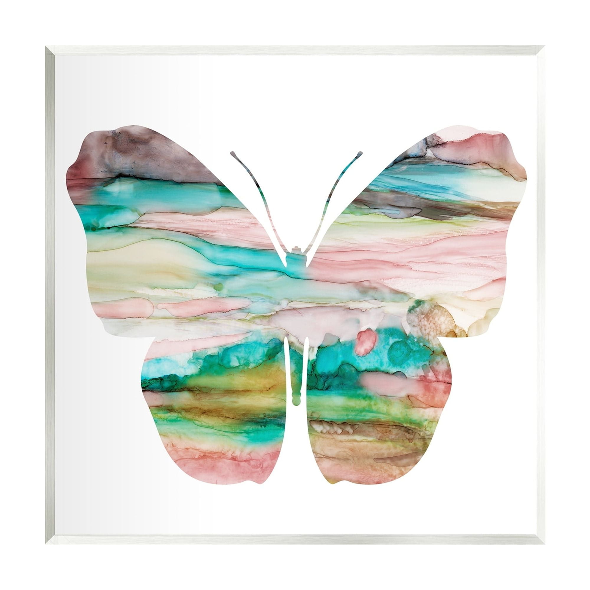 Stupell Industries Layered Watercolor Stripes Butterfly Shape Silhouette Graphic Art Unframed Art Print Wall Art, Design by Natalie Carpentieri