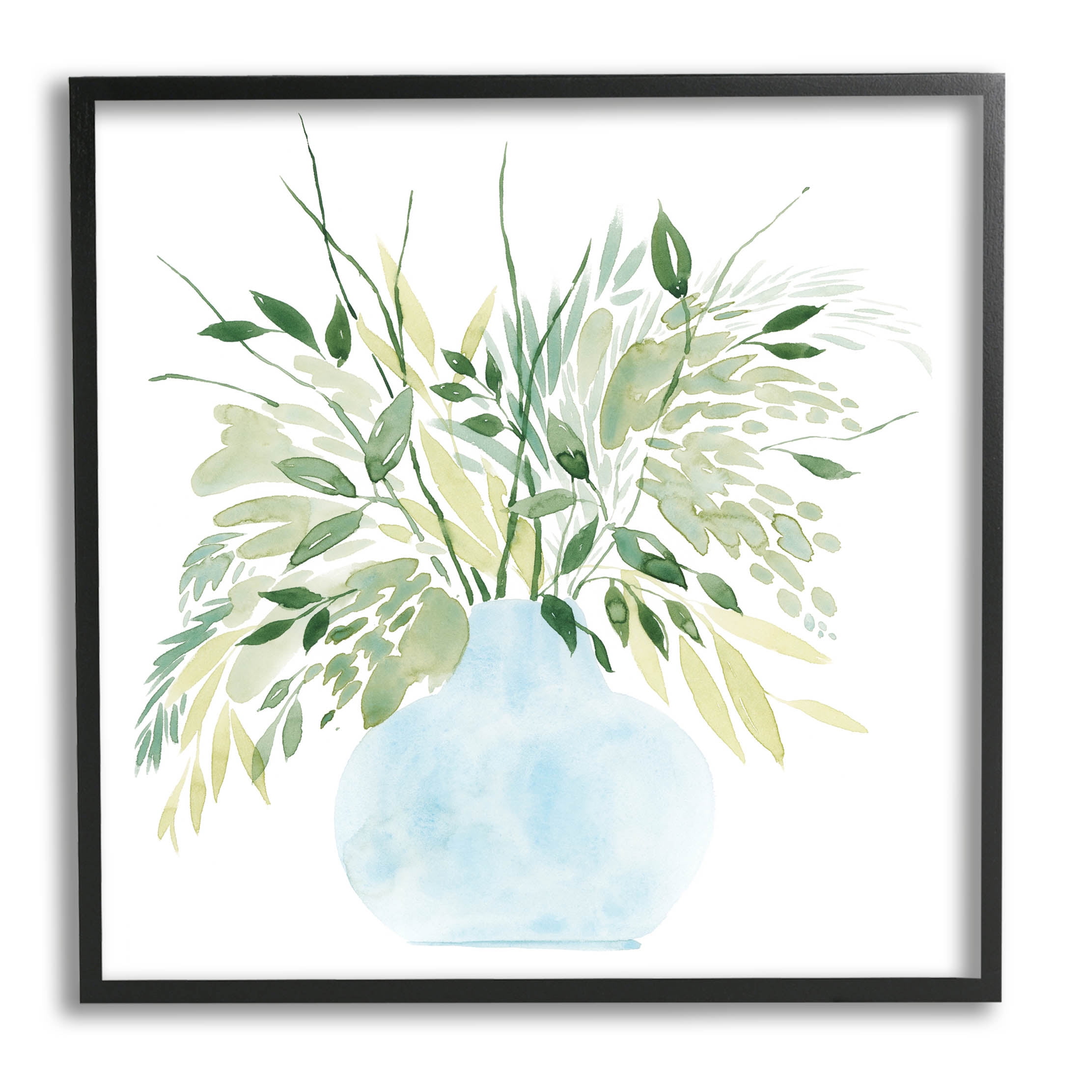 Stupell Industries Layered Watercolor Style Plant Leaves Graphic Art Black Framed Art Print Wall Art, Design by Grace Popp