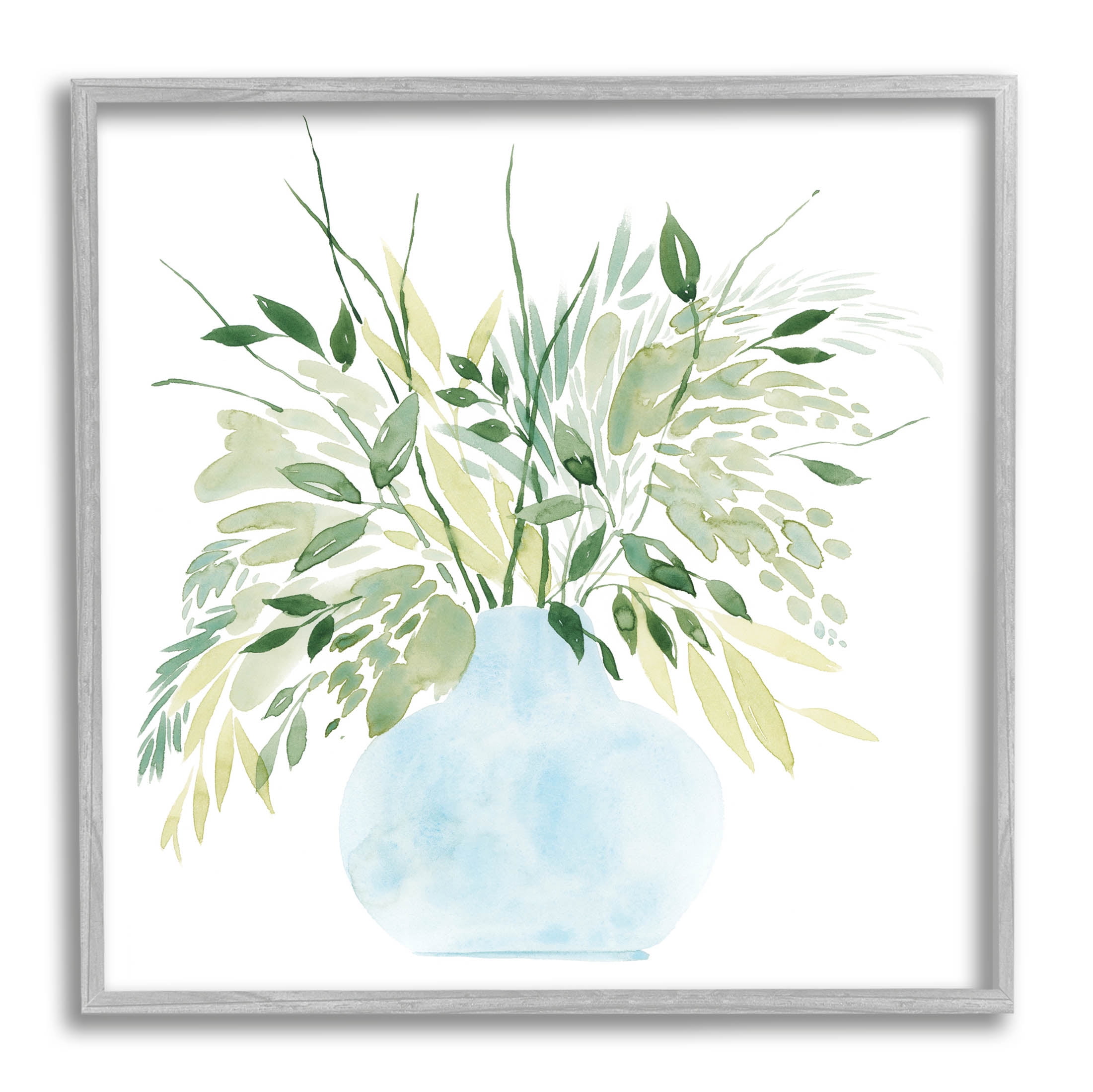 Stupell Industries Layered Watercolor Style Plant Leaves Graphic Art Gray Framed Art Print Wall Art, Design by Grace Popp