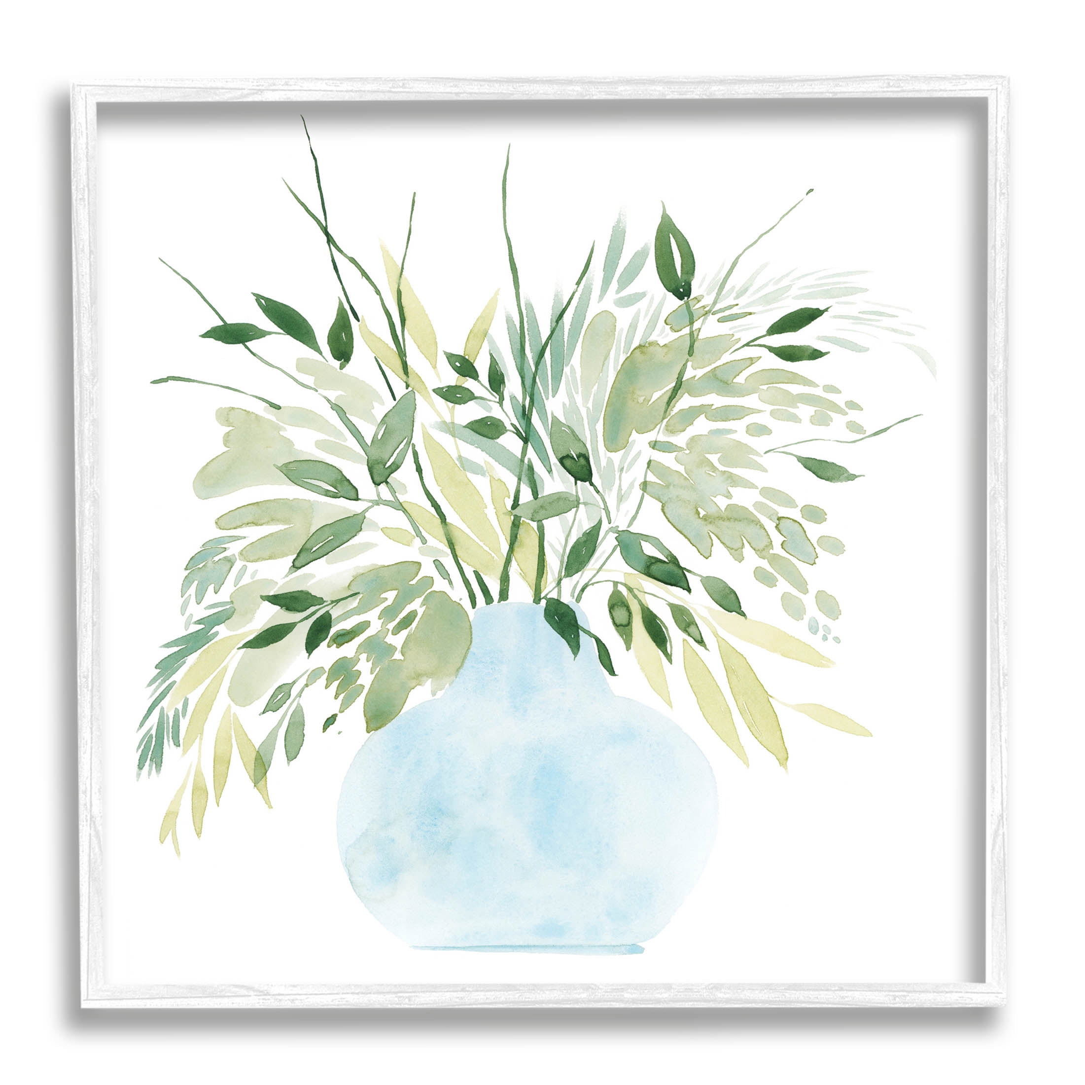 Stupell Industries Layered Watercolor Style Plant Leaves Graphic Art White Framed Art Print Wall Art, Design by Grace Popp