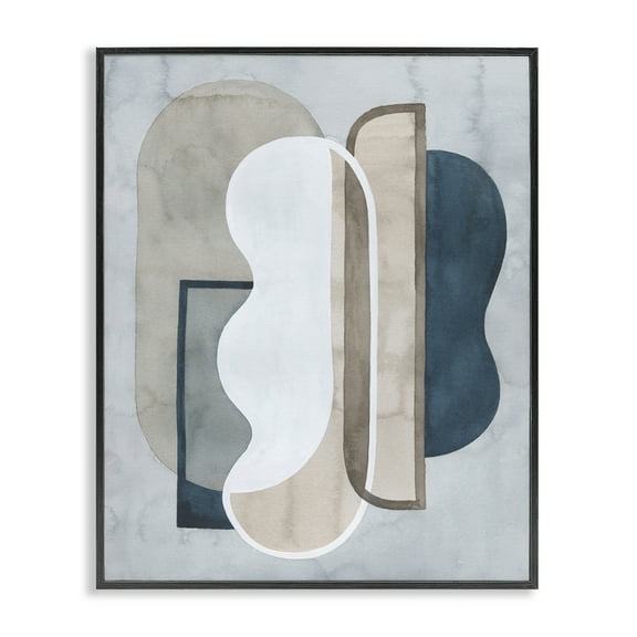 Stupell Industries Layered Wavy Shapes Abstract Painting Black Framed Art Print Wall Art, 11 x 14