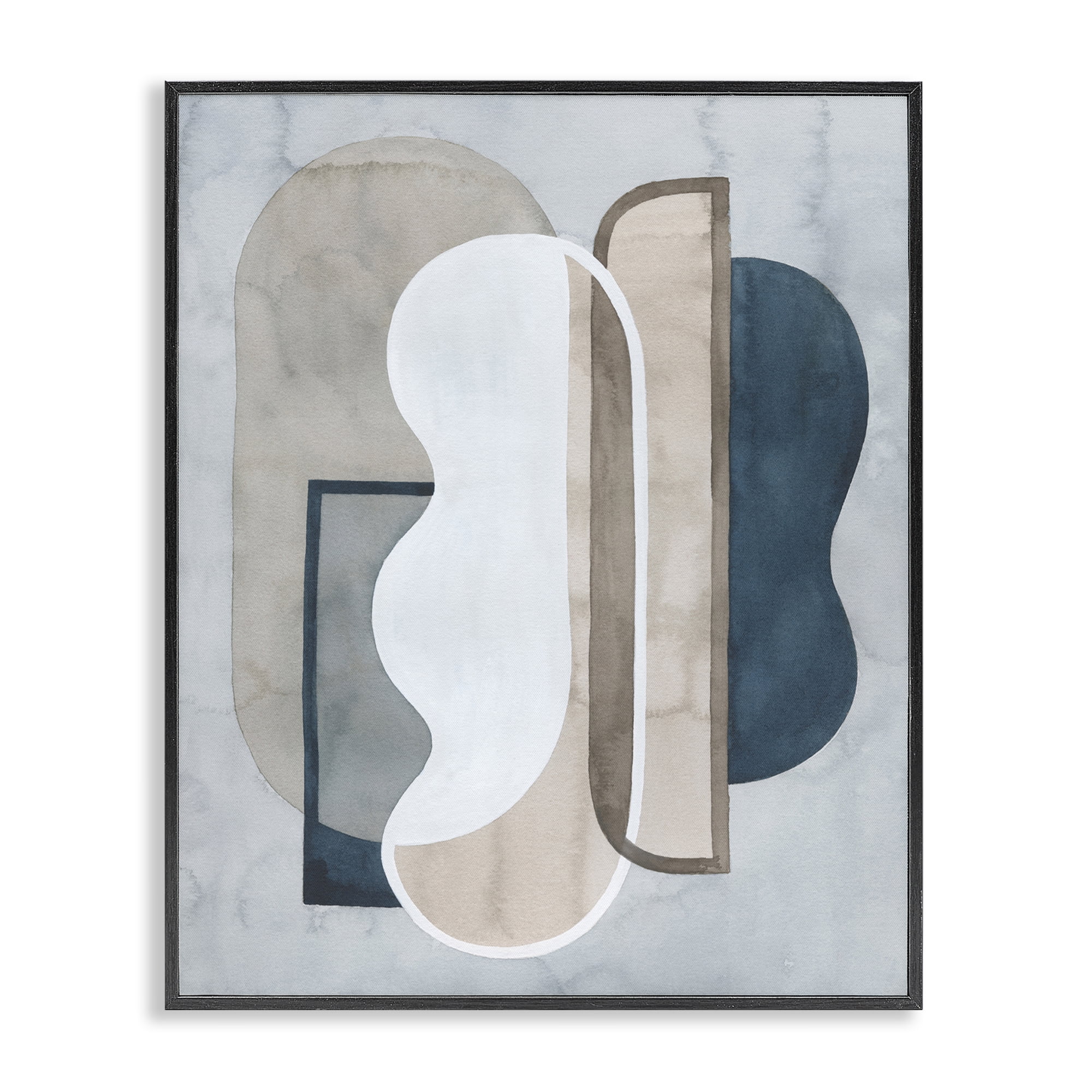 Stupell Industries Layered Wavy Shapes Abstract Painting Black Framed Art Print Wall Art, 24 x 30