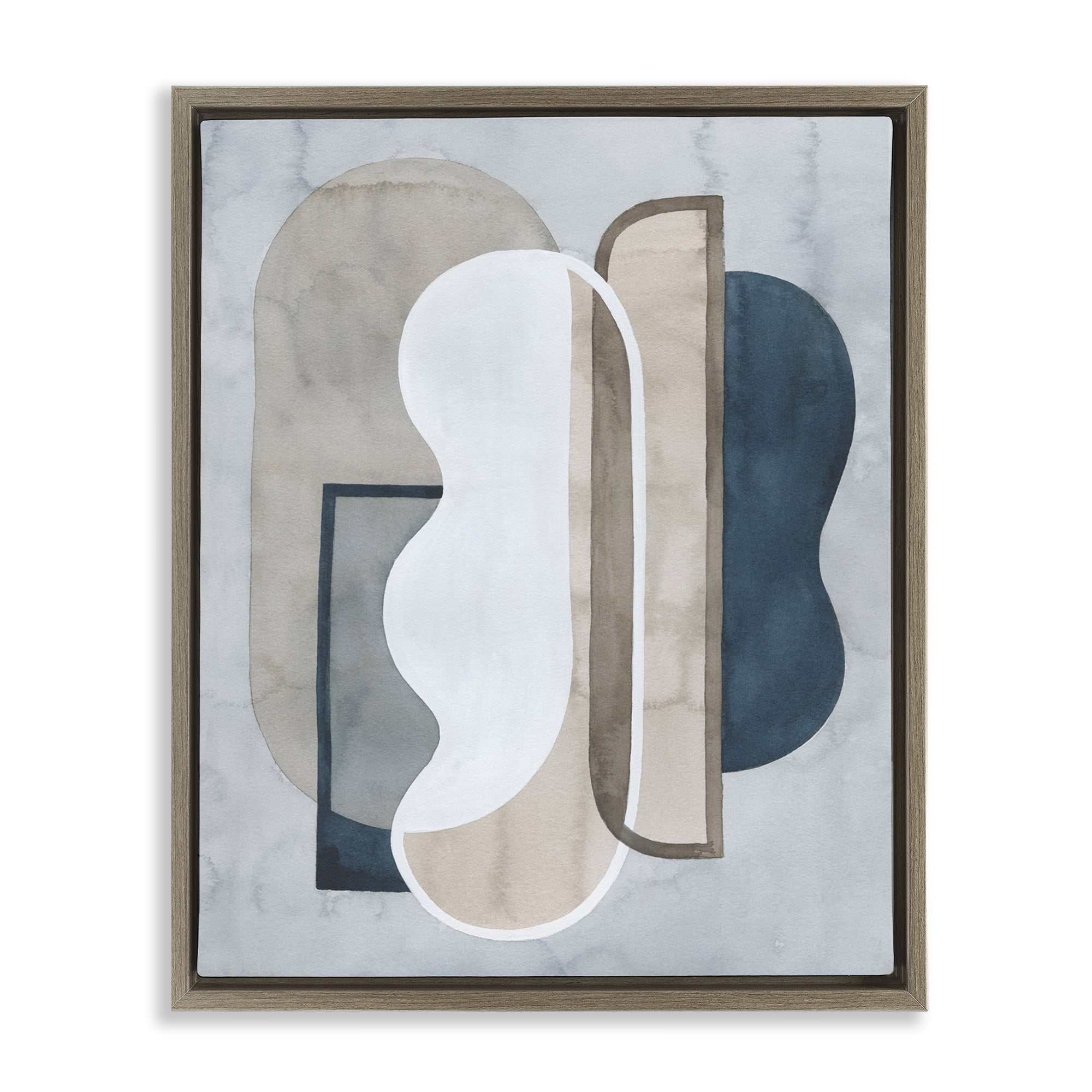 Stupell Industries Layered Wavy Shapes Abstract Painting Brown Floater Framed Canvas Art Print Wall Art, 17 x 21